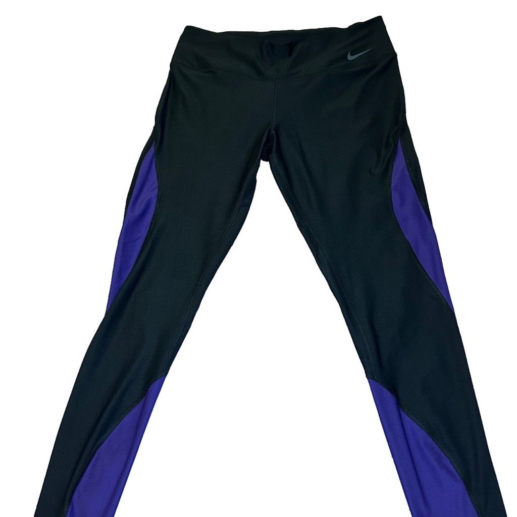 Nike Nike Dri-FIT Black & Purple Colorblock Leggings – Women's XL Size 38" / US 16 / IT 52 - 3 Thumbnail