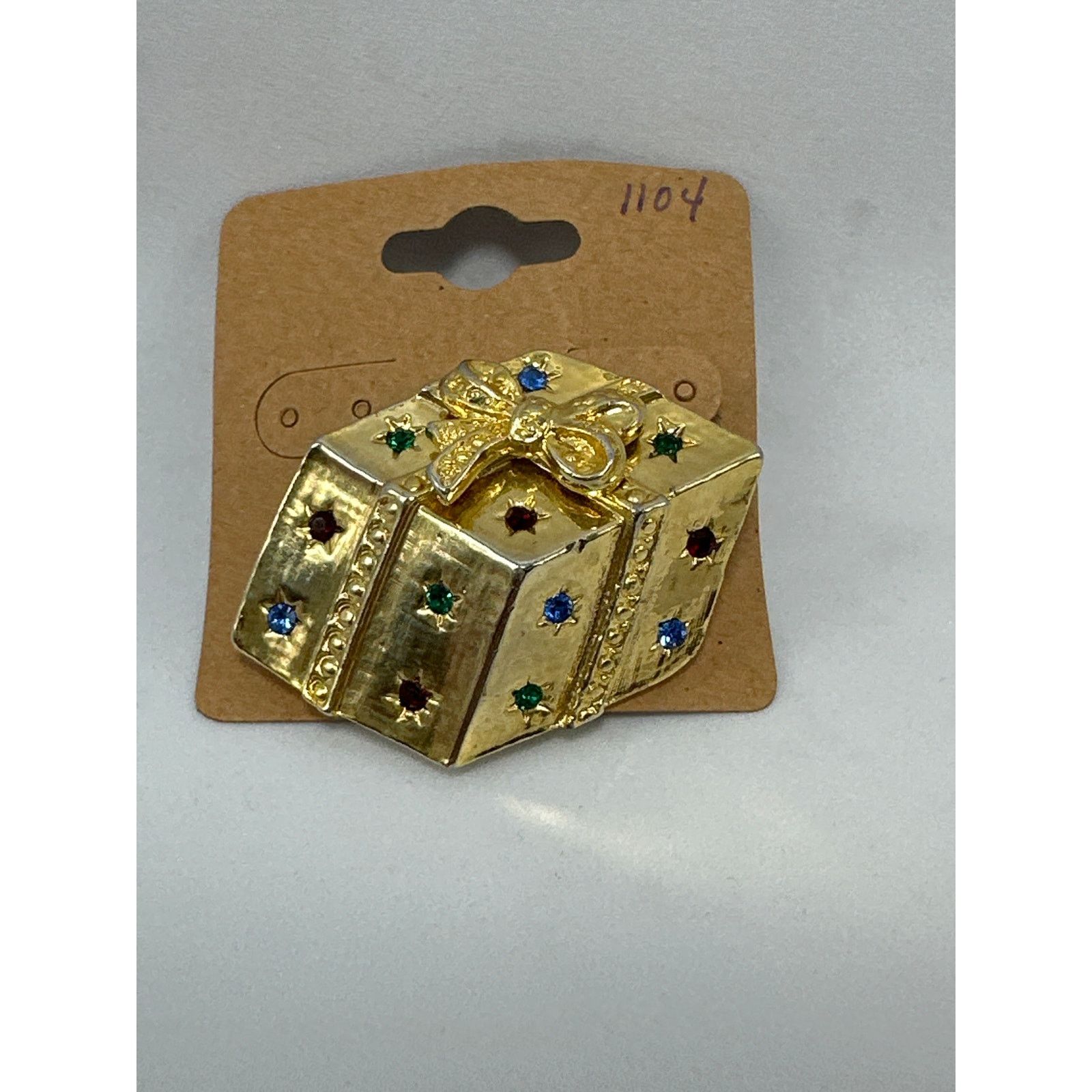 Other VTG Christmas Present Gift Gold Tone Rhinestones Brooch Pin Size ONE SIZE - 8 Thumbnail