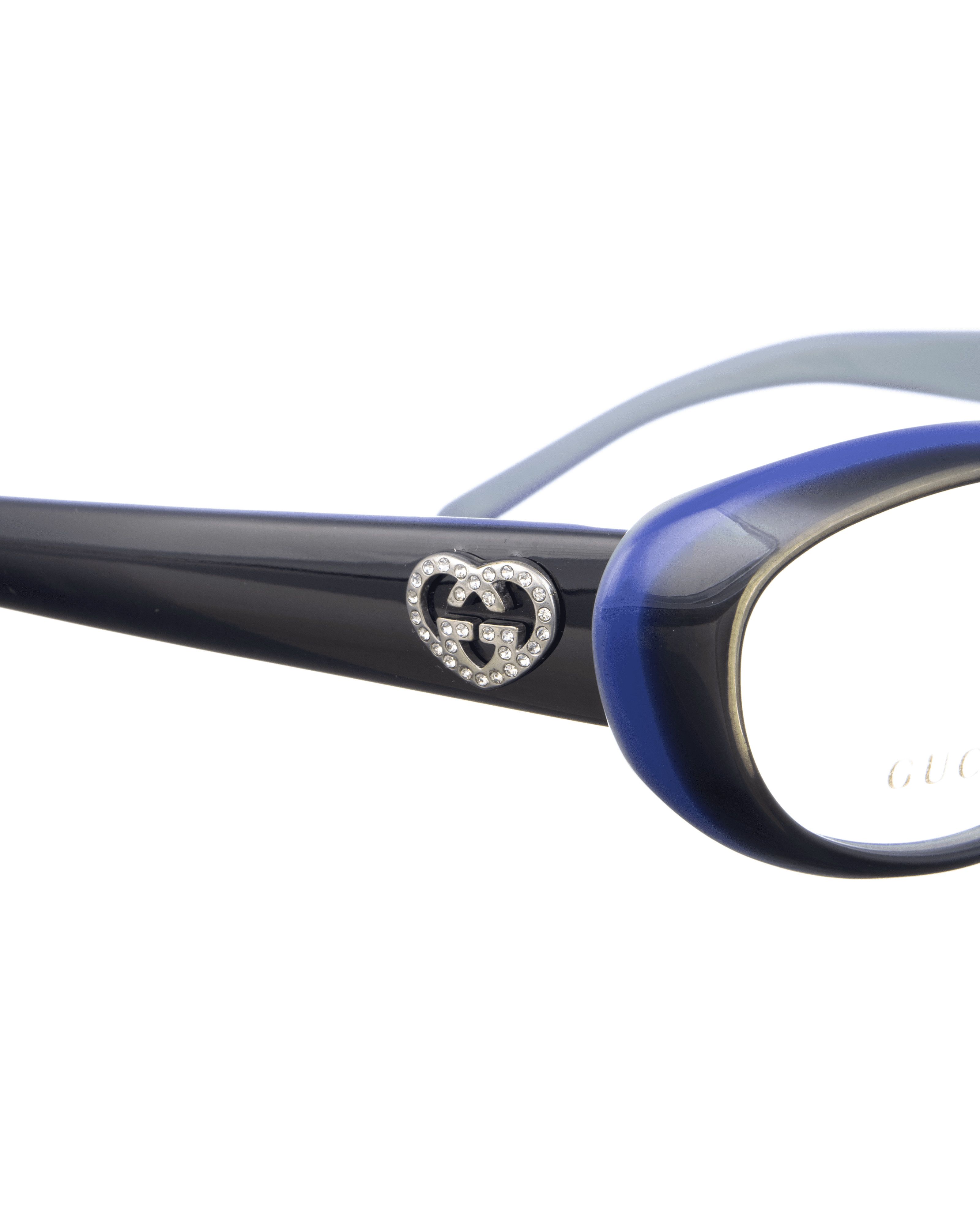 Gucci Gucci 00s Navy Cat Eye Glasses with Crystal Hearts Size ONE SIZE - 3 Thumbnail