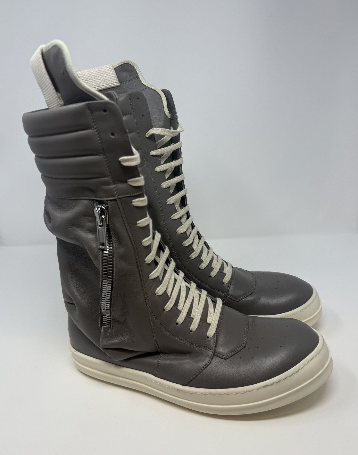 Rick Owens Cargobasket Leather Sneaker Grey/Milk Size 11 US 44 EU FW22 Strobe Rick Owens 3M Geobaskets Size: 44 IT (Men main image 4