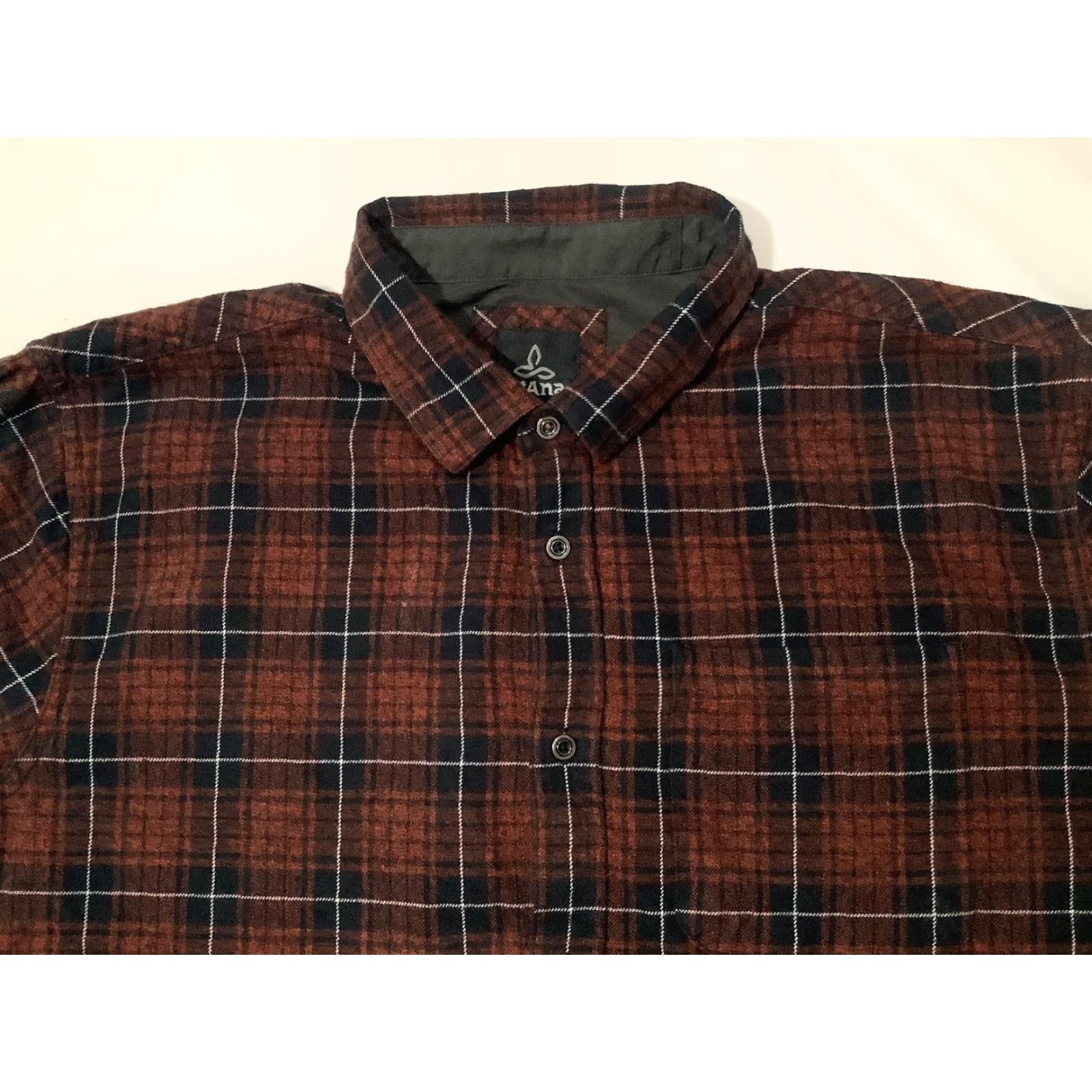Prana prAna Shirt Mens XL Red Black Plaid Flannel Button Up Long Sleeve Organic Cotton Size US XL / EU 56 / 4 - 2 Thumbnail