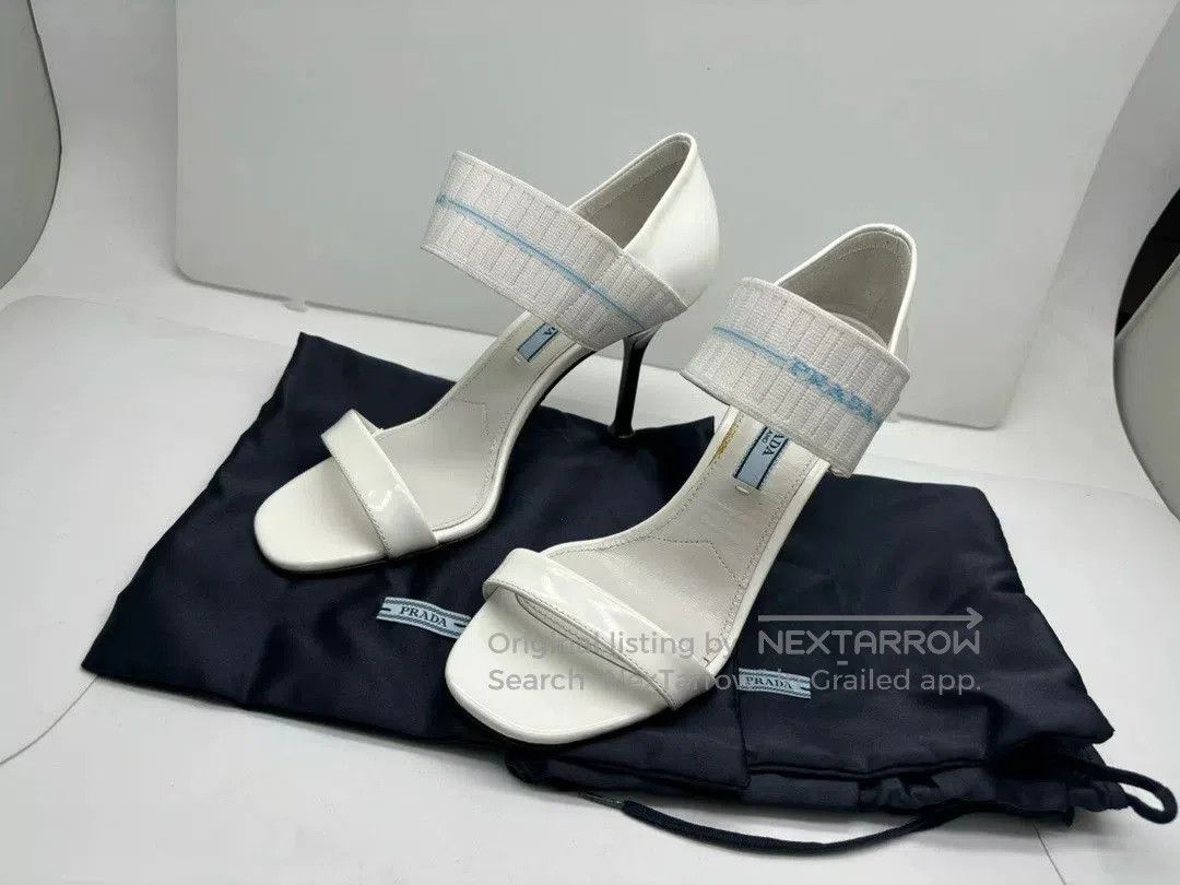 Prada Prada White Patent Leather Heeled Sandals. Size US 4 / IT 34 - 2 Thumbnail
