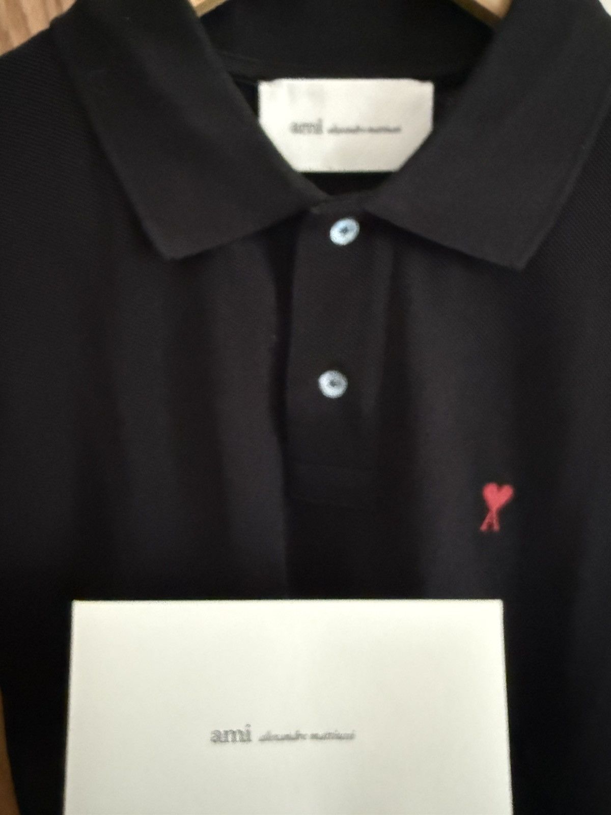 AMI BLACK COTTON RED AMI DE COEUR POLO SHIRT Size US M / EU 48-50 / 2 - 3 Thumbnail
