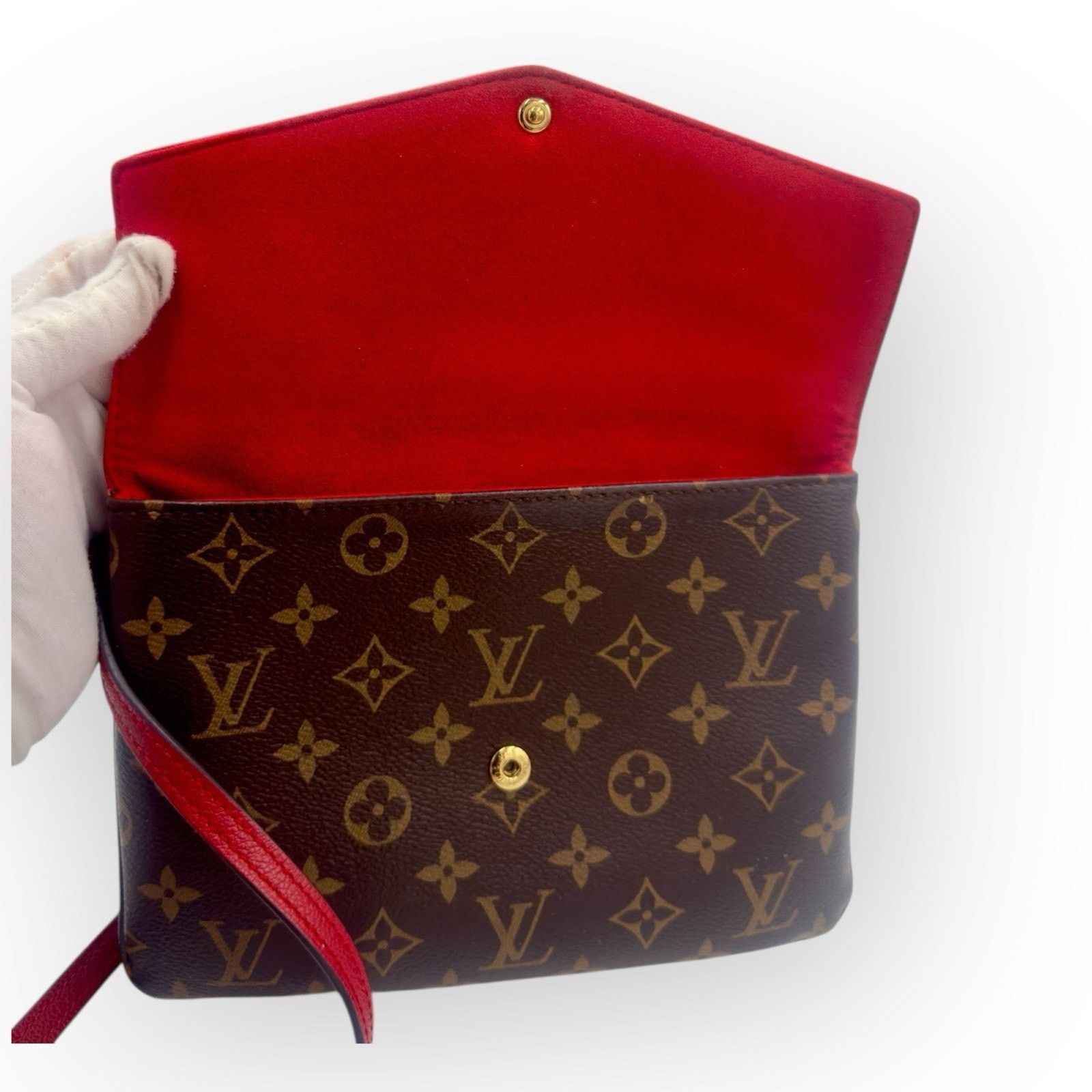 Louis Vuitton authentic Monogram Twice Crossbody Bag With Red Leather Size ONE SIZE - 17 Thumbnail