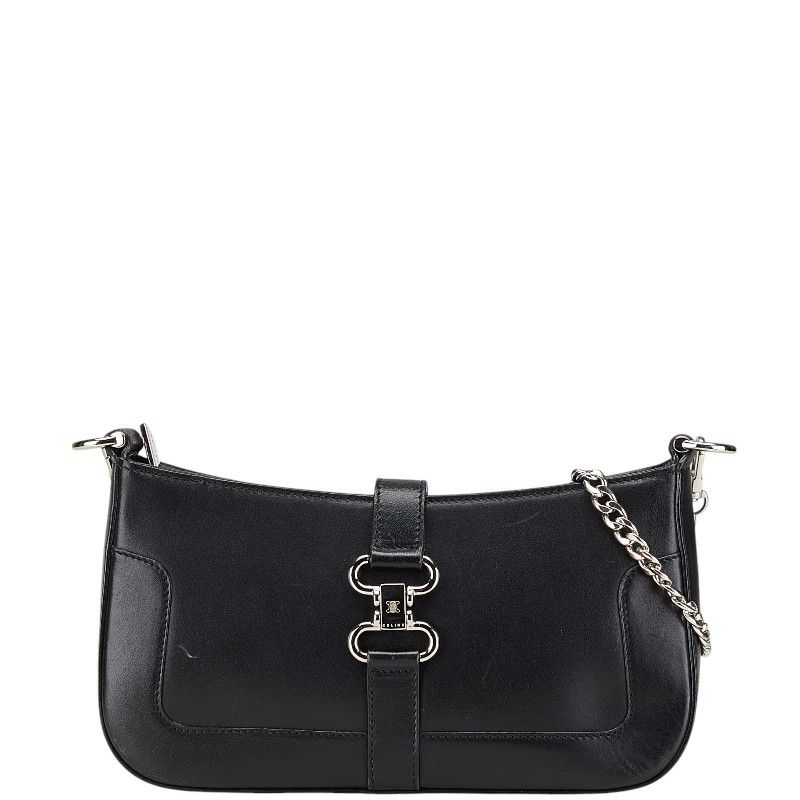 Celine Celine Leather Chain Mini Shoulder Bag Leather Crossbody Bag in Black, Women's