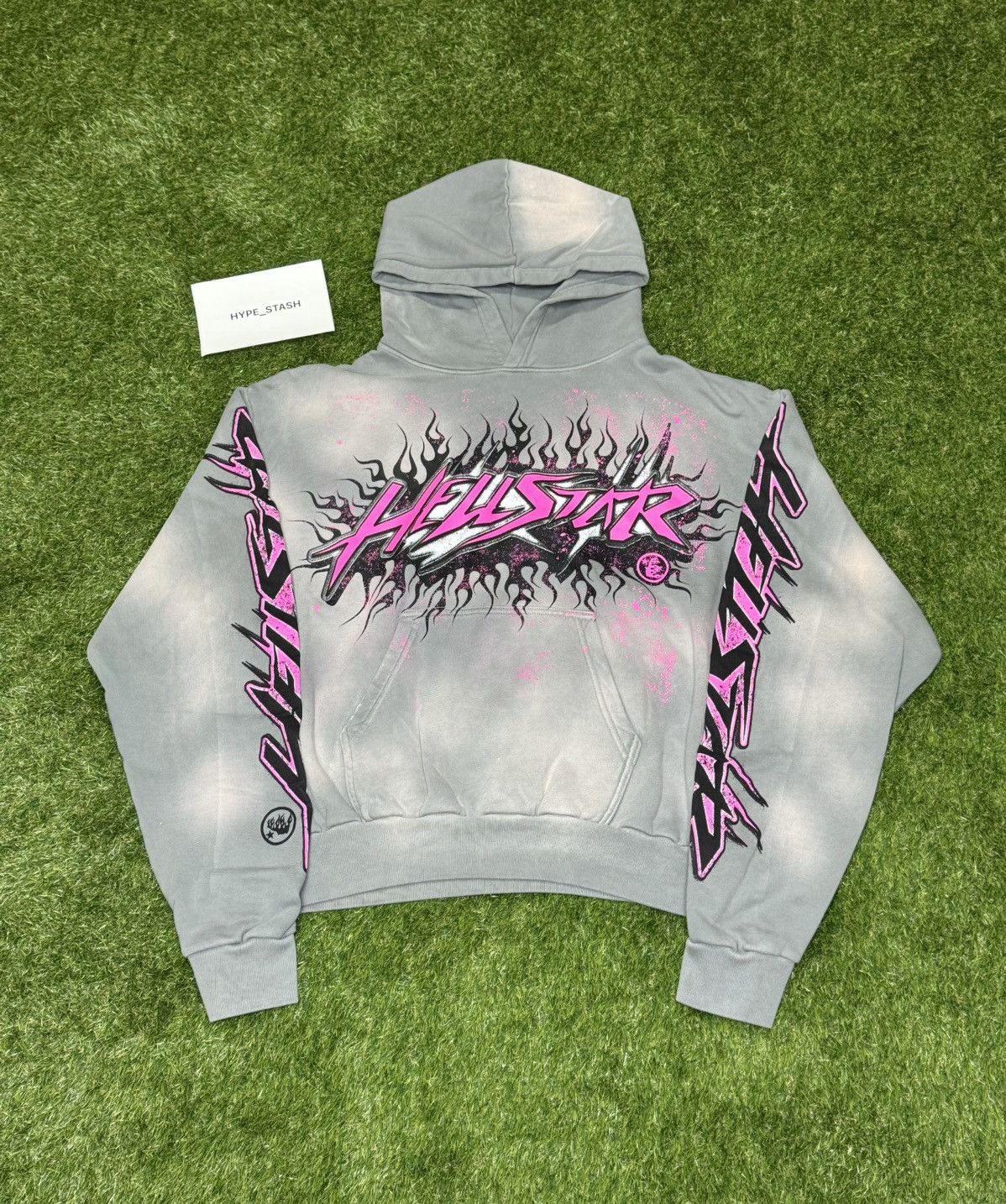 Pre-owned Hellstar Grey Pink Future Flame Hoodie