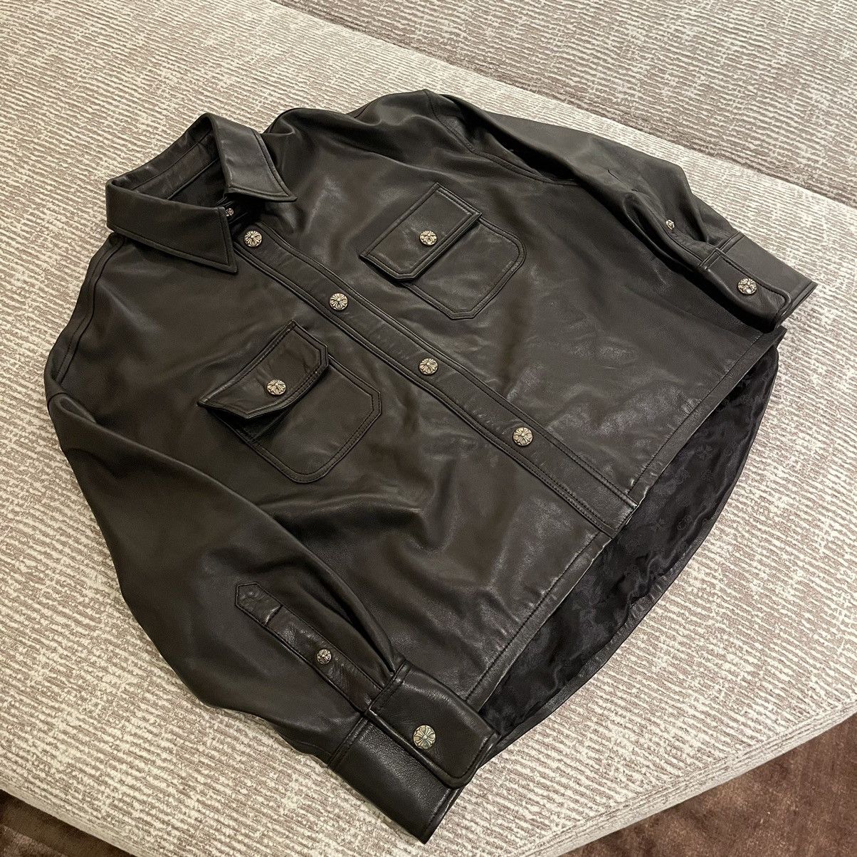 Chrome Hearts Chrome Hearts Black Leather Button Jacket Size US S / EU 44-46 / 1 - 12 Thumbnail