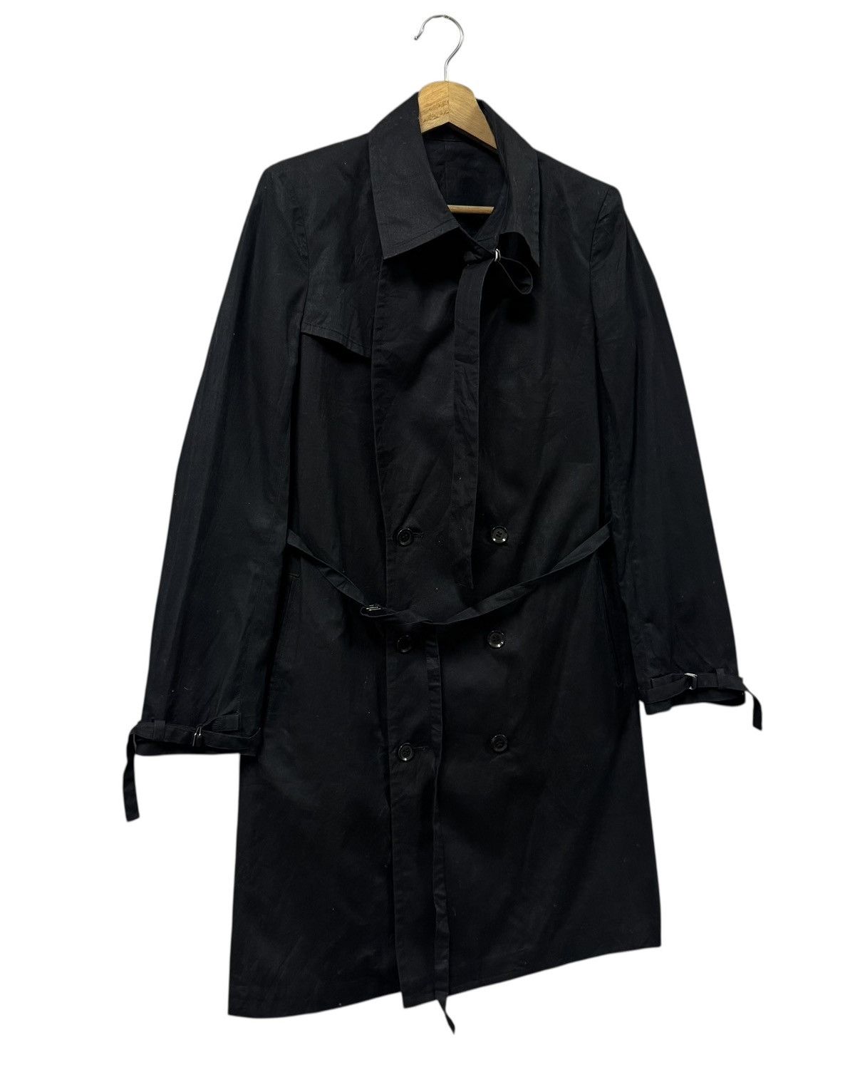 Yohji Yamamoto Vtg🔥Y’s Red Label Black Trench Coat Bondage Double Breasted Size US M / EU 48-50 / 2 - 7 Thumbnail
