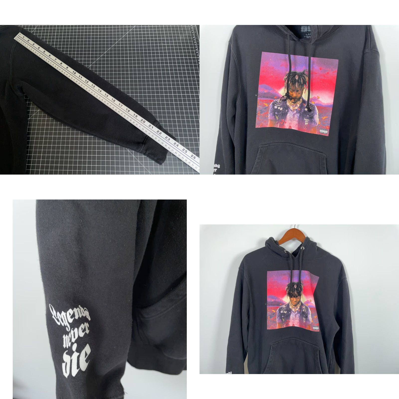 Vintage JUICE WRLD Hoodie Black Adult Large Heavyweight Graphic Print Hip Hop Mens Size US L / EU 52-54 / 3 - 8 Thumbnail