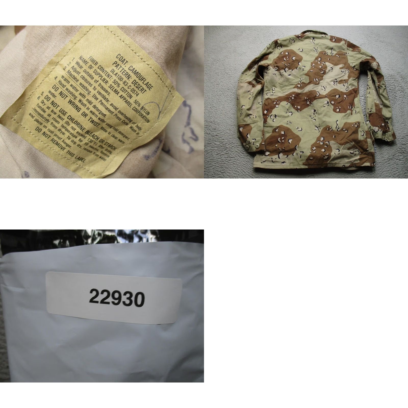 Vintage Selma Apparel Corporation Military Jacket Coat Mens ST Beige Desert Camouflage Cotton Blend Canvas Pockets Button Front Size US S / EU 44-46 / 1 - 8 Thumbnail