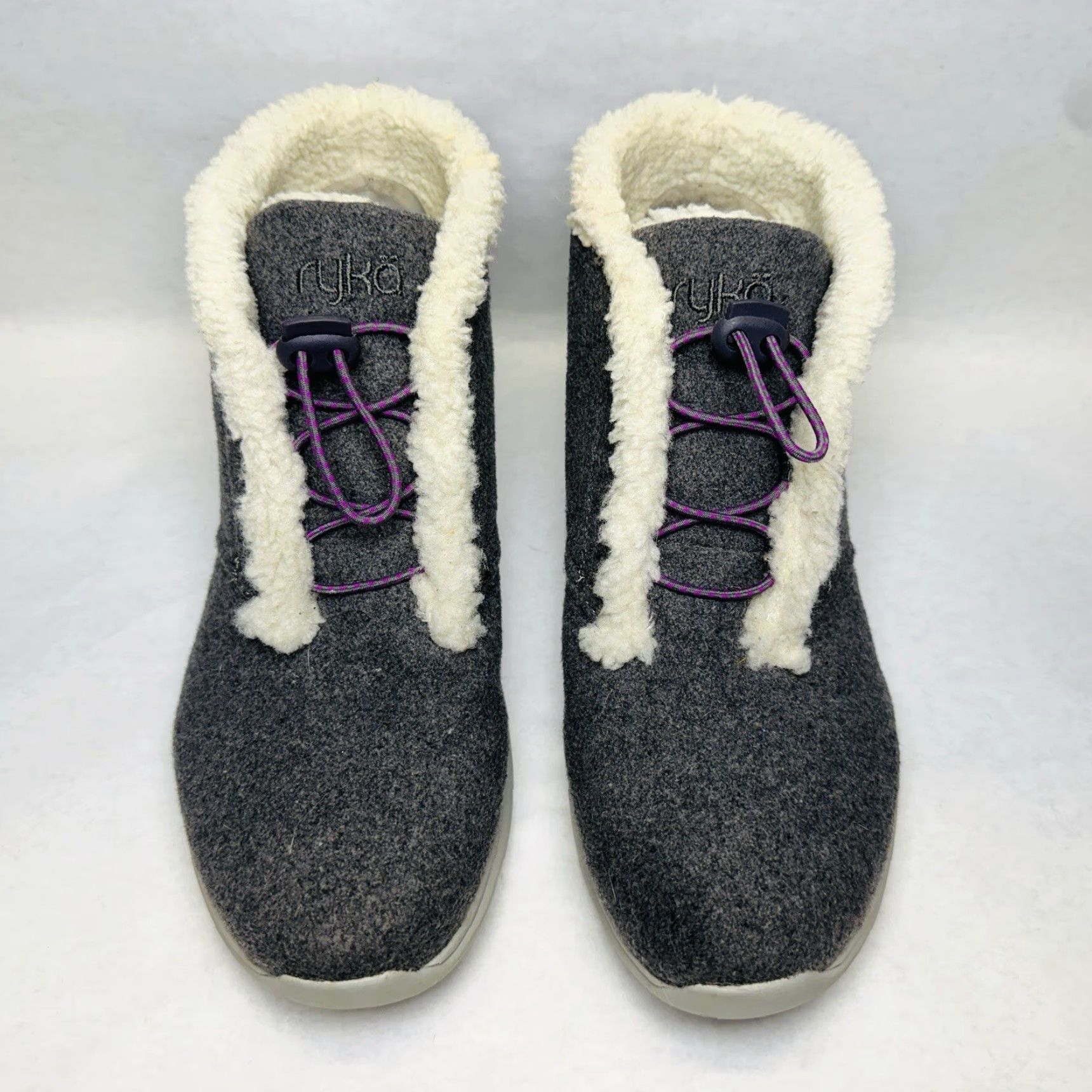 Vintage Ryka Everest Ankle Boots Womens Size 10 M Gray Faux Shearling Lined Lightweight Slip On Size US 10 / IT 40 - 5 Thumbnail