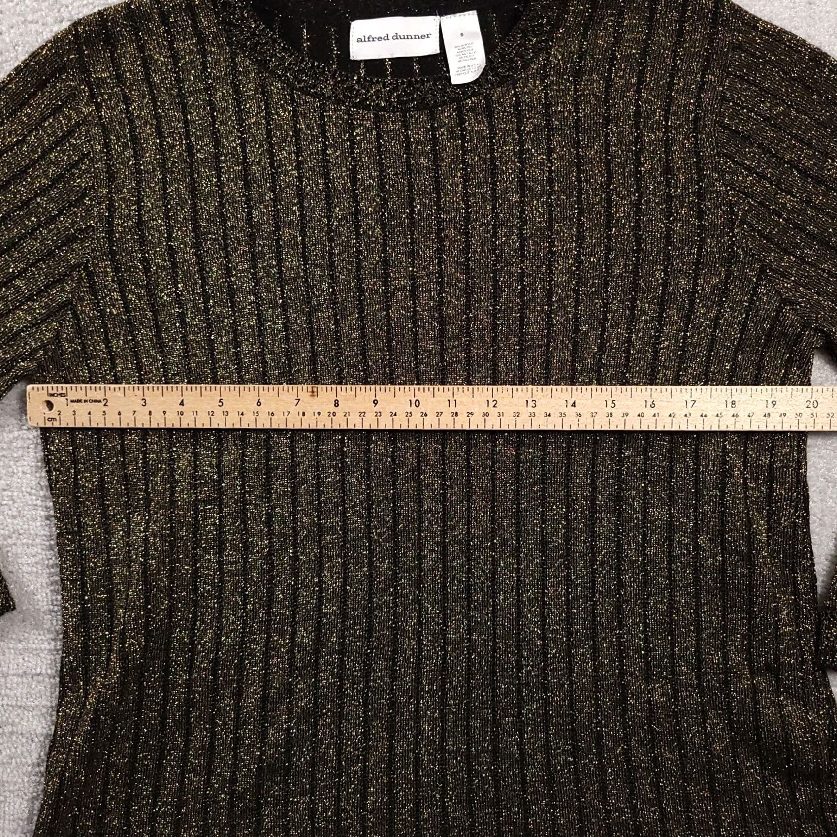 Vintage VINTAGE Alfred Dunner Shirt Women S Gold Black L/S Sweater Shimmer USA Ribbed 90s Mens Women Girls? Size S / US 4 / IT 40 - 4 Thumbnail