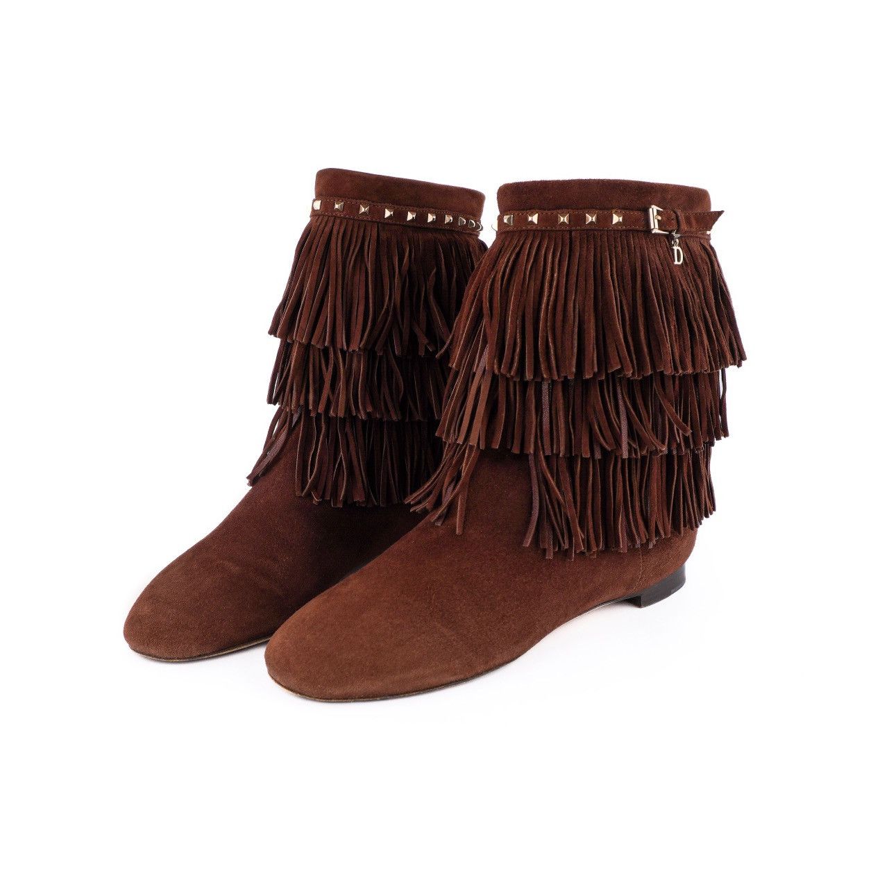 Dior Vintage Christian Dior Studded Fringed Leather Cowboy Boots | Grailed