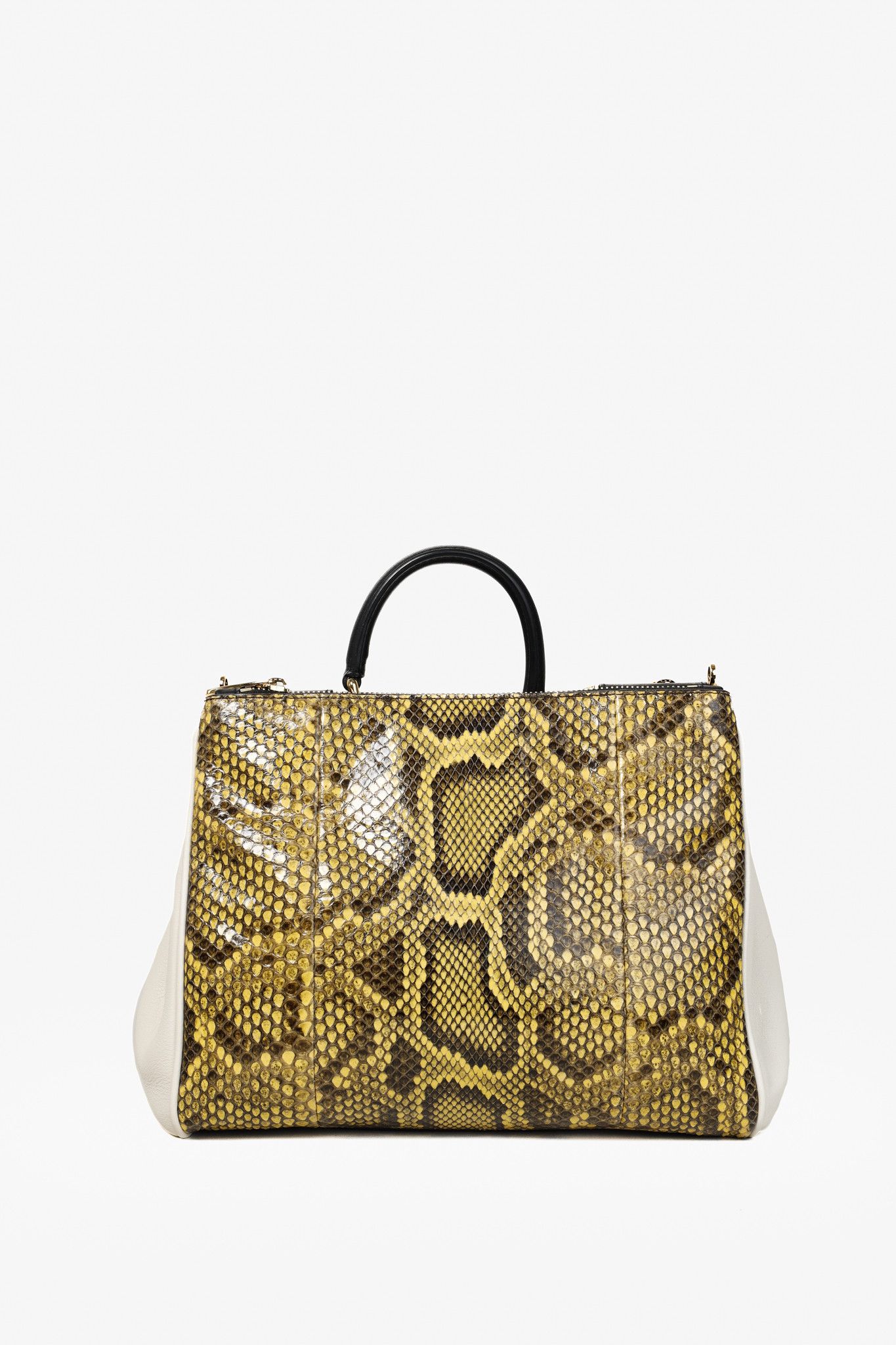 Dolce & Gabbana Dolce & Gabbana Yellow Python Cream Leather Miss Sicily Tote Size ONE SIZE - 4 Thumbnail