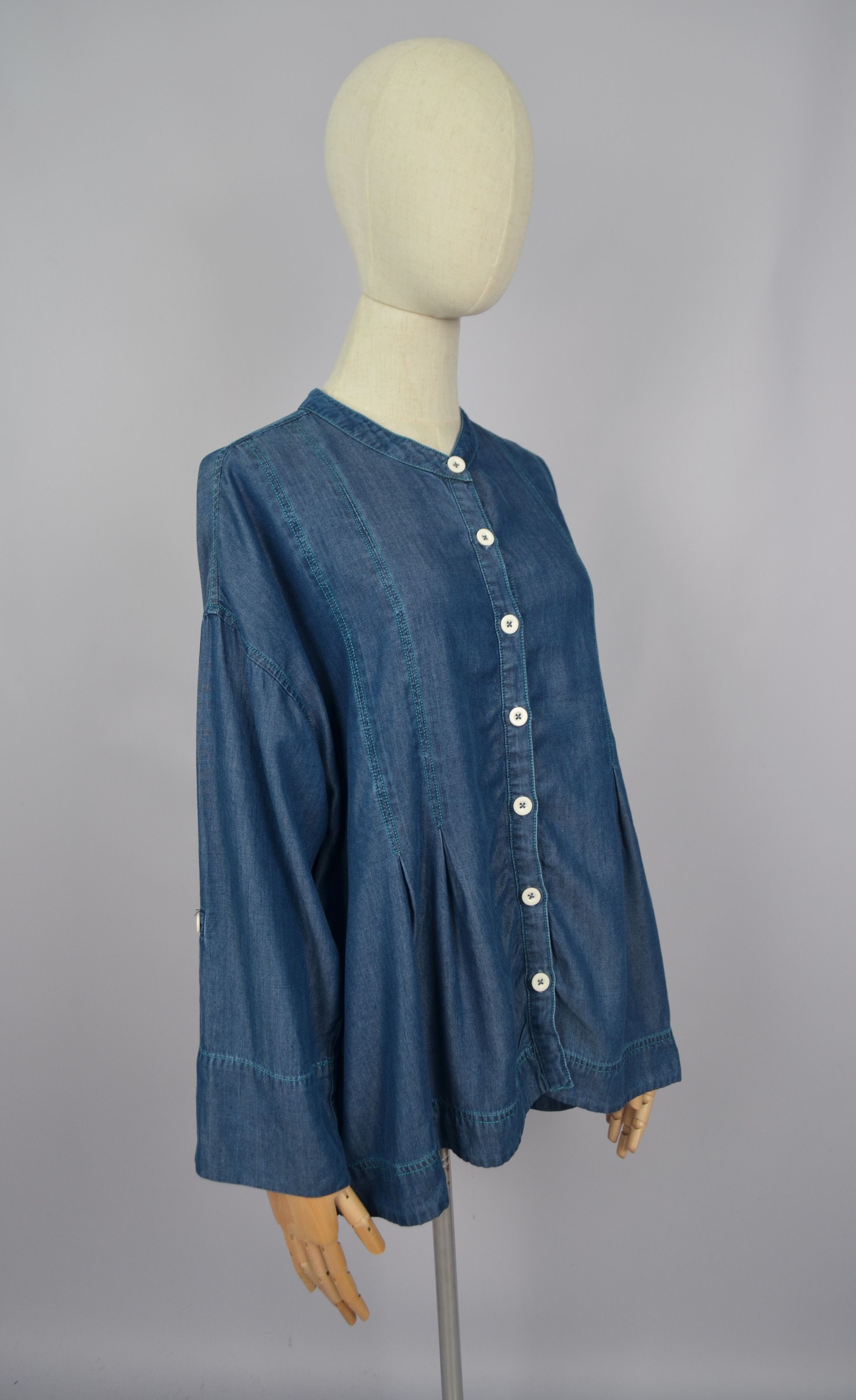 Designer × Sahara Club Sahara Tencell Lyocell Denim Blue Tunic Shirt S-M Oversize Size S / US 4 / IT 40 - 9 Thumbnail