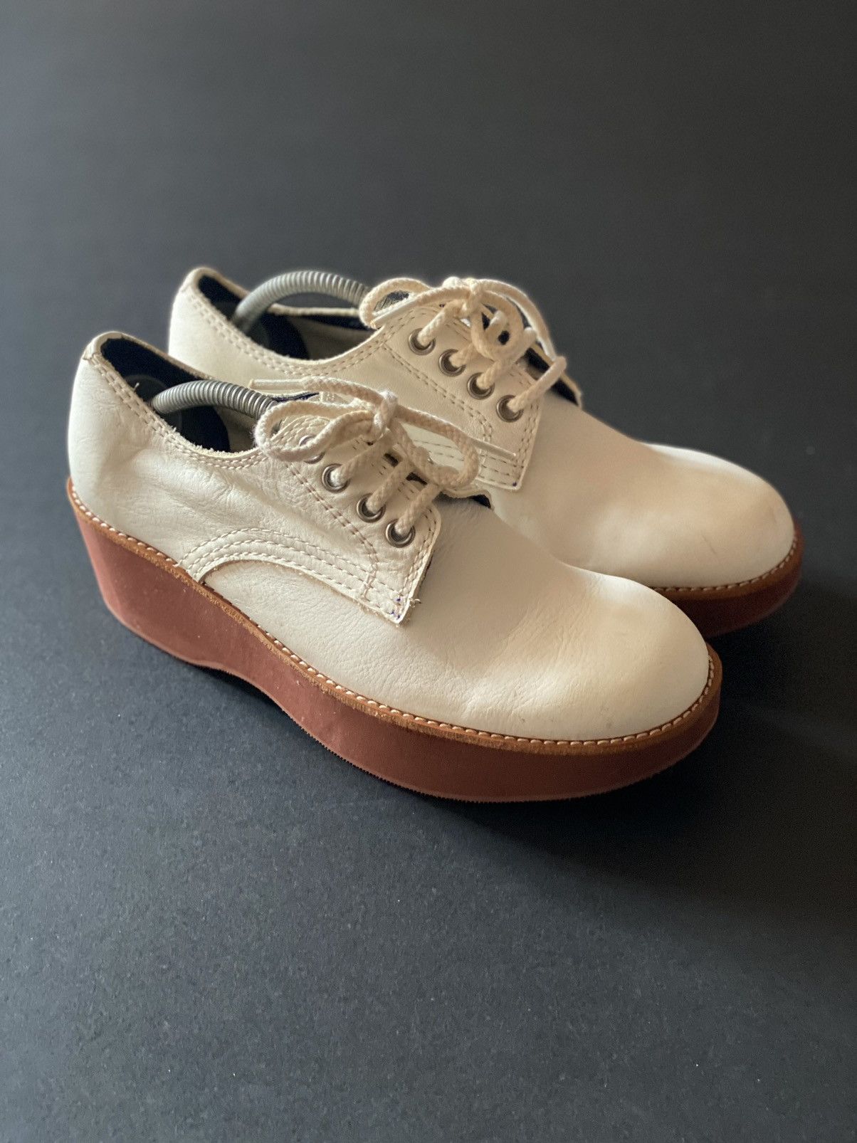 image of Junya Watanabe Cdg - Platform Oxford Shoes in White, Women's (Size 7)