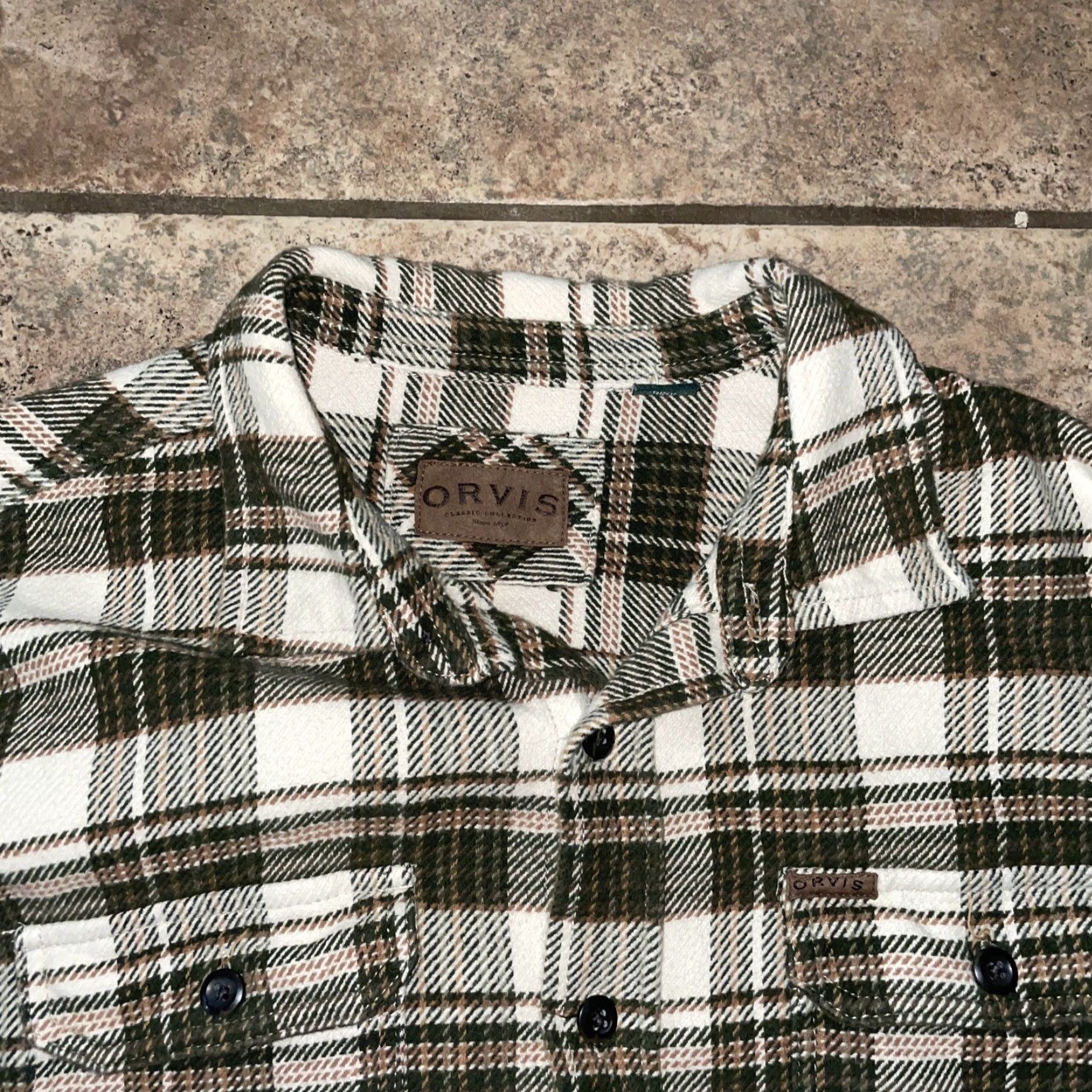 Orvis Orvis White Thick Plaid Flannel Shirt Mens L Size US L / EU 52-54 / 3 - 2 Thumbnail