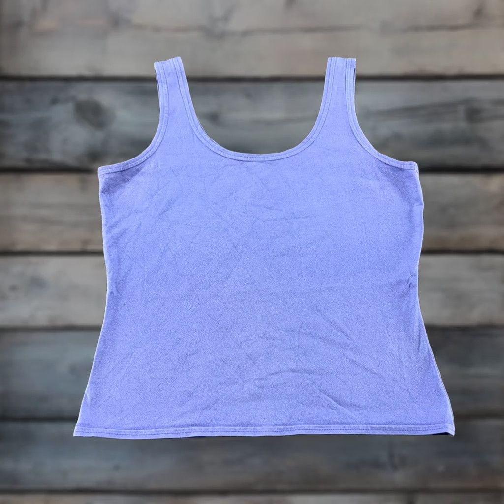 Vintage VINTAGE Cut Loose Shirt Tank Top Purple 90s Womens M Cotton Knit Sleeveless Crew Neck Boxy Short Summer Spring Ladies Regular Girls Womens Size M / US 6-8 / IT 42-44 - 1 Thumbnail