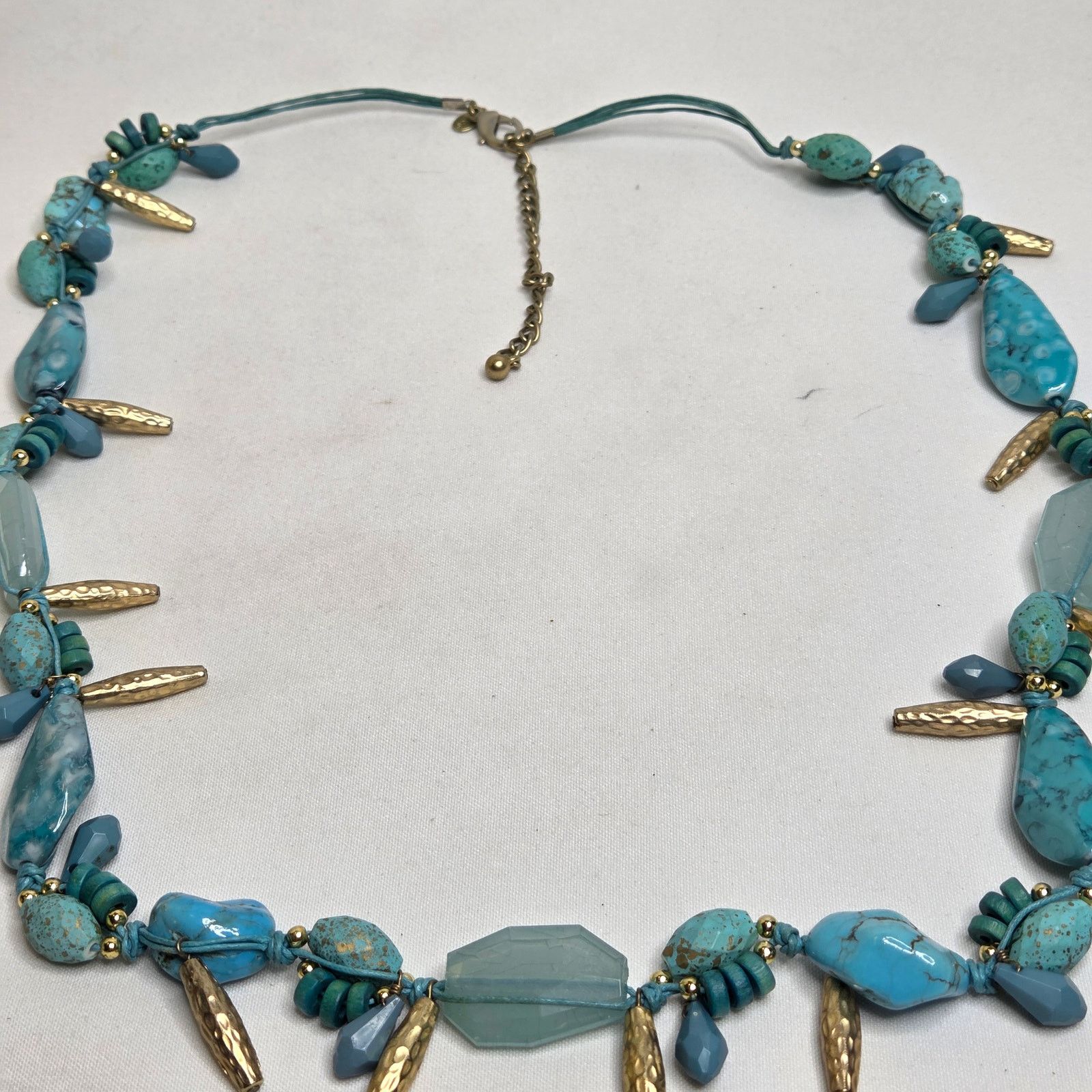 Chicos Chico's Costume Faux Turquoise Necklace W/ Gold Tone Accents Size ONE SIZE - 5 Thumbnail