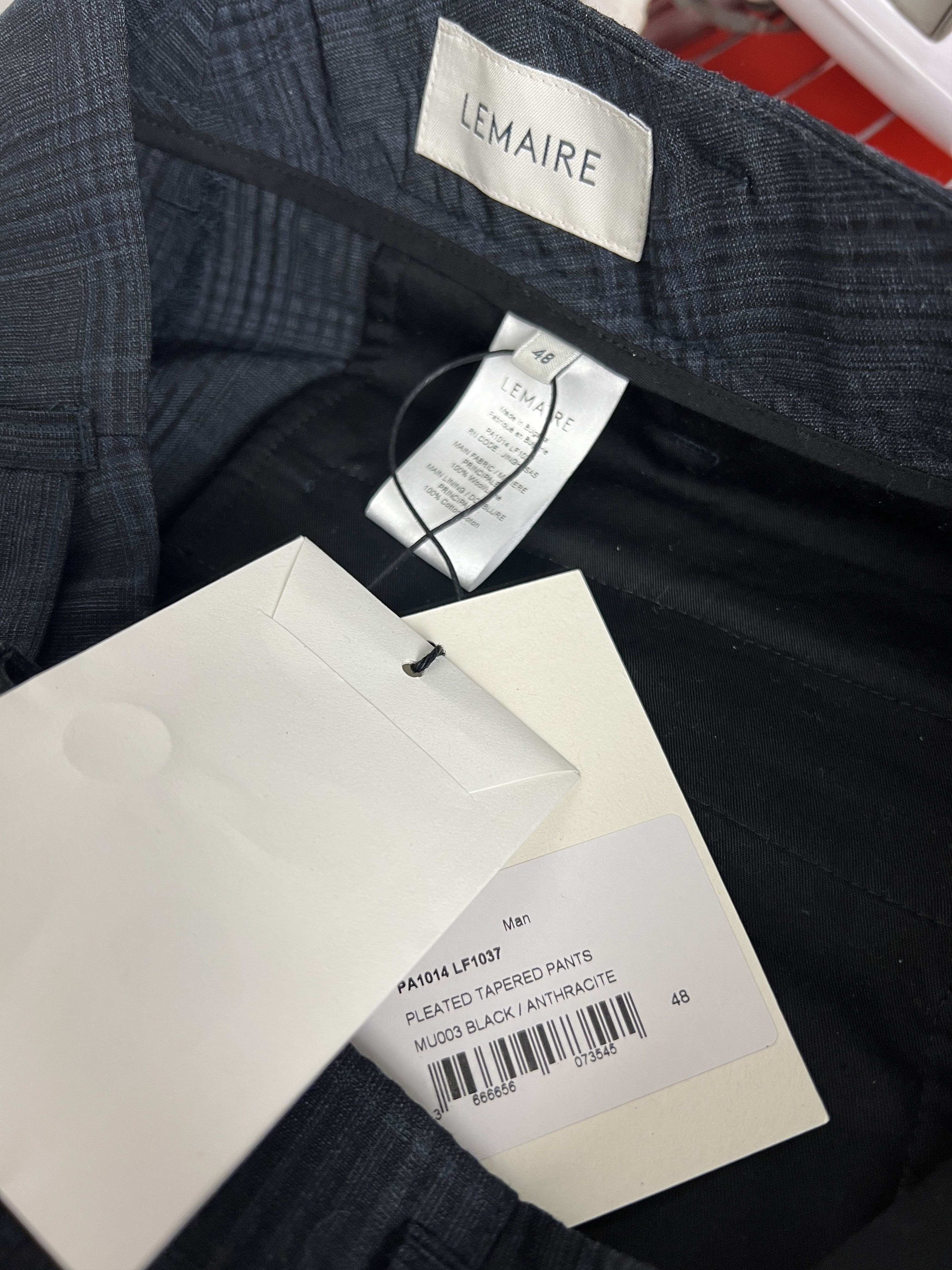 Lemaire Tapered Pleated Checked Wool-Seersucker Trousers Size US 30 / EU 46 - 9 Thumbnail