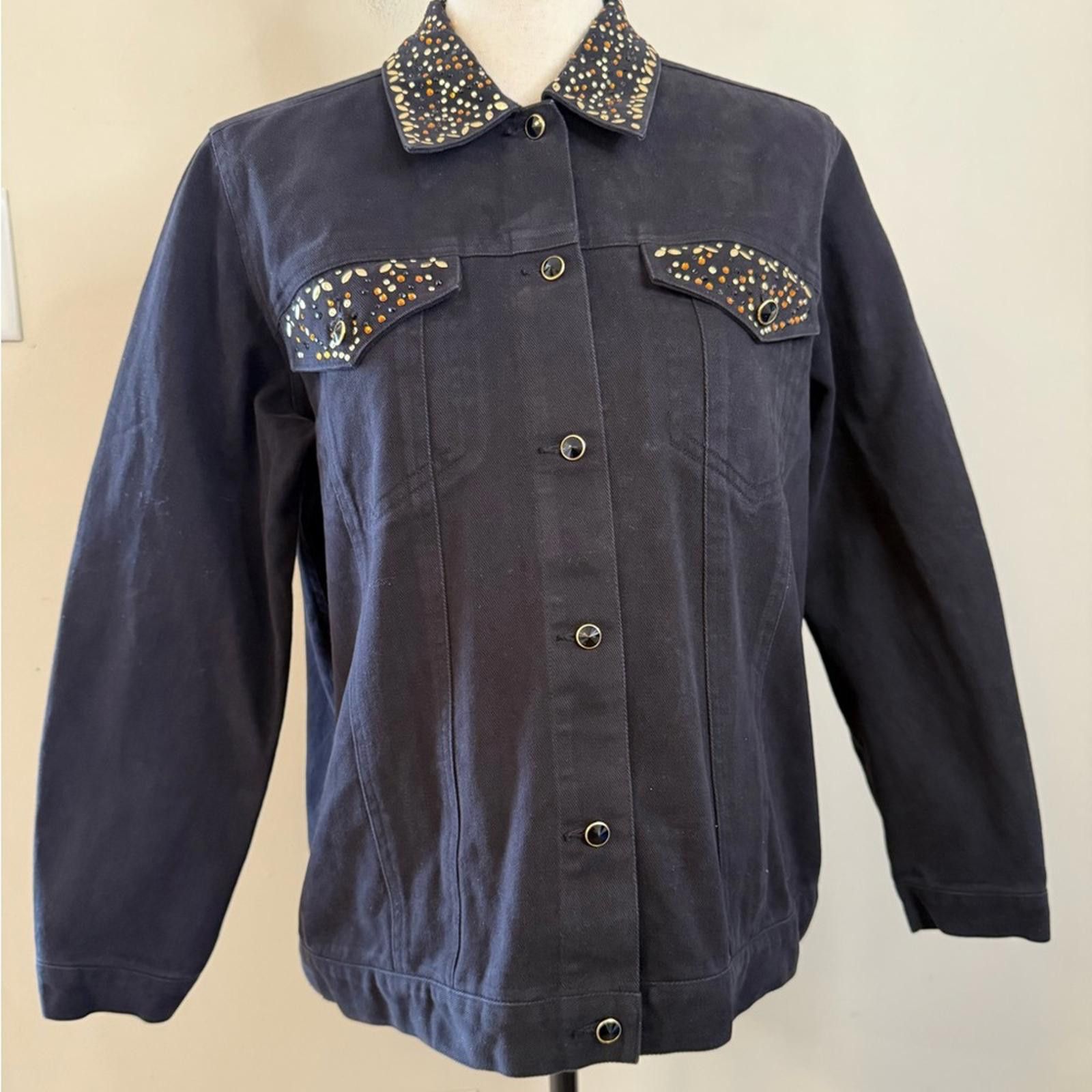 Other Laura Ashley black denim jacket jewel embellished SZ M Size M / US 6-8 / IT 42-44 - 6 Thumbnail