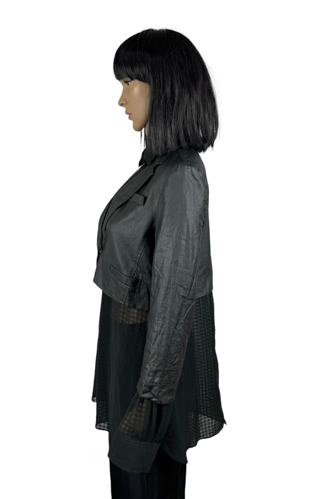 Alexander Wang Alexander Wang 2in1 Waxed Jacket with silk Shirt size 4 Size L / US 10 / IT 46 - 8 Thumbnail