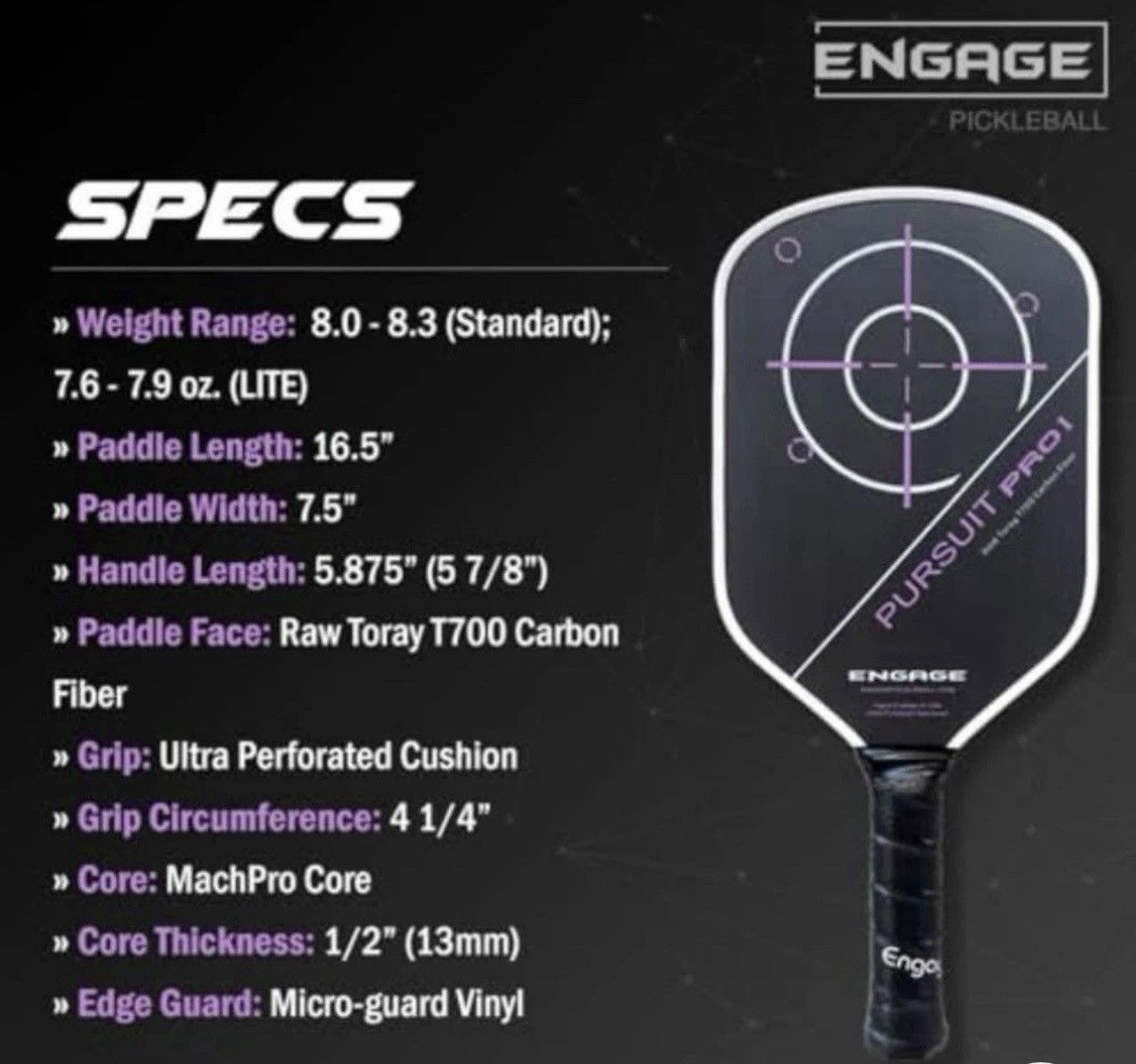 Other Engage Pursuit Pro1 Pickleball Paddle Size ONE SIZE - 3 Thumbnail