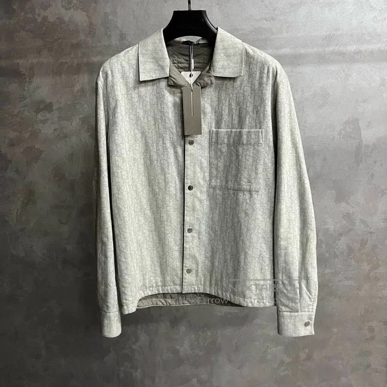 Dior Dior Gray Long Sleeve Printed Shirt. Size US XL / EU 56 / 4 - 1 Thumbnail