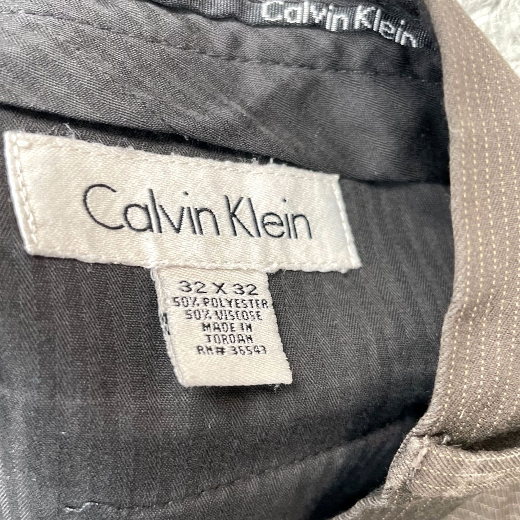 Calvin Klein Calvin Klein Pants Mens 32x32 Brown Dress Straight Leg Pinstripe Business Formal Size US 34 / EU 50 - 5 Thumbnail