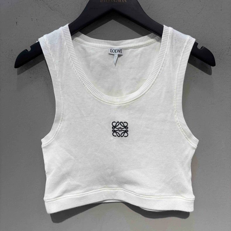 Loewe Embroidered White Crop Tank - dmc