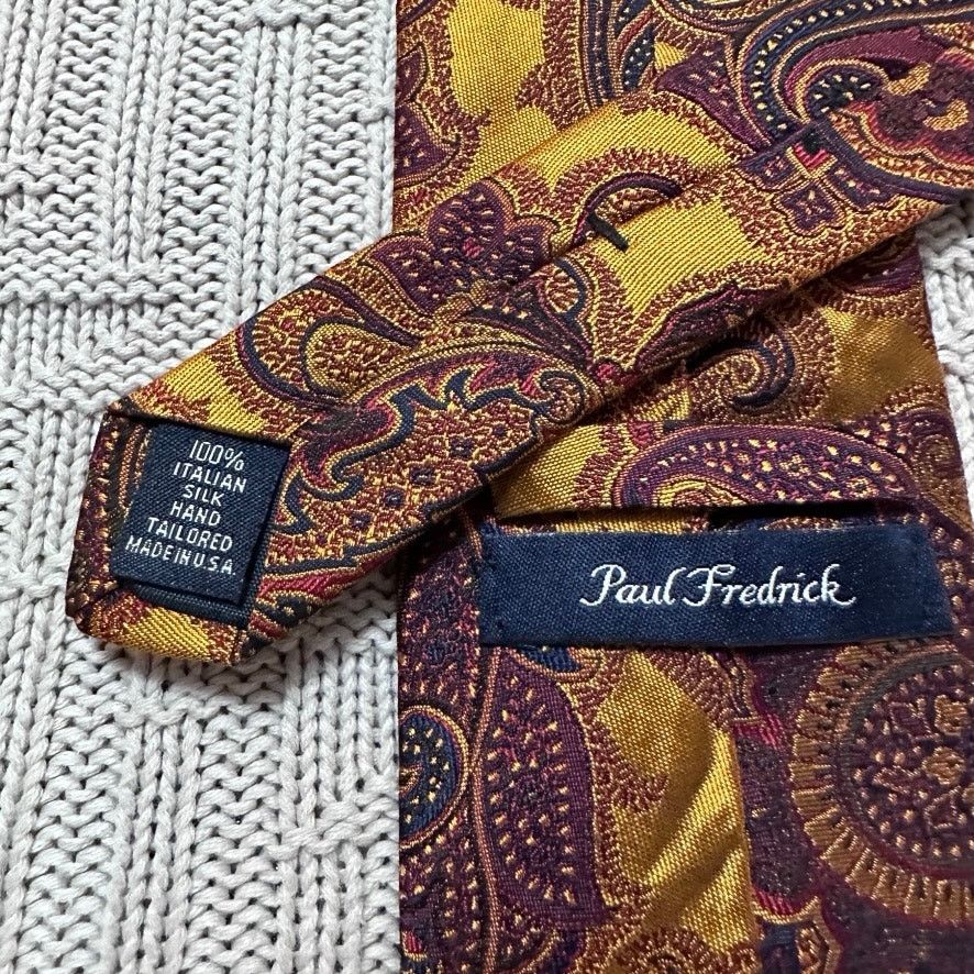 Paul Fredrick Paul Fredrick bronze metallic paisley silk tie Size ONE SIZE - 3 Thumbnail