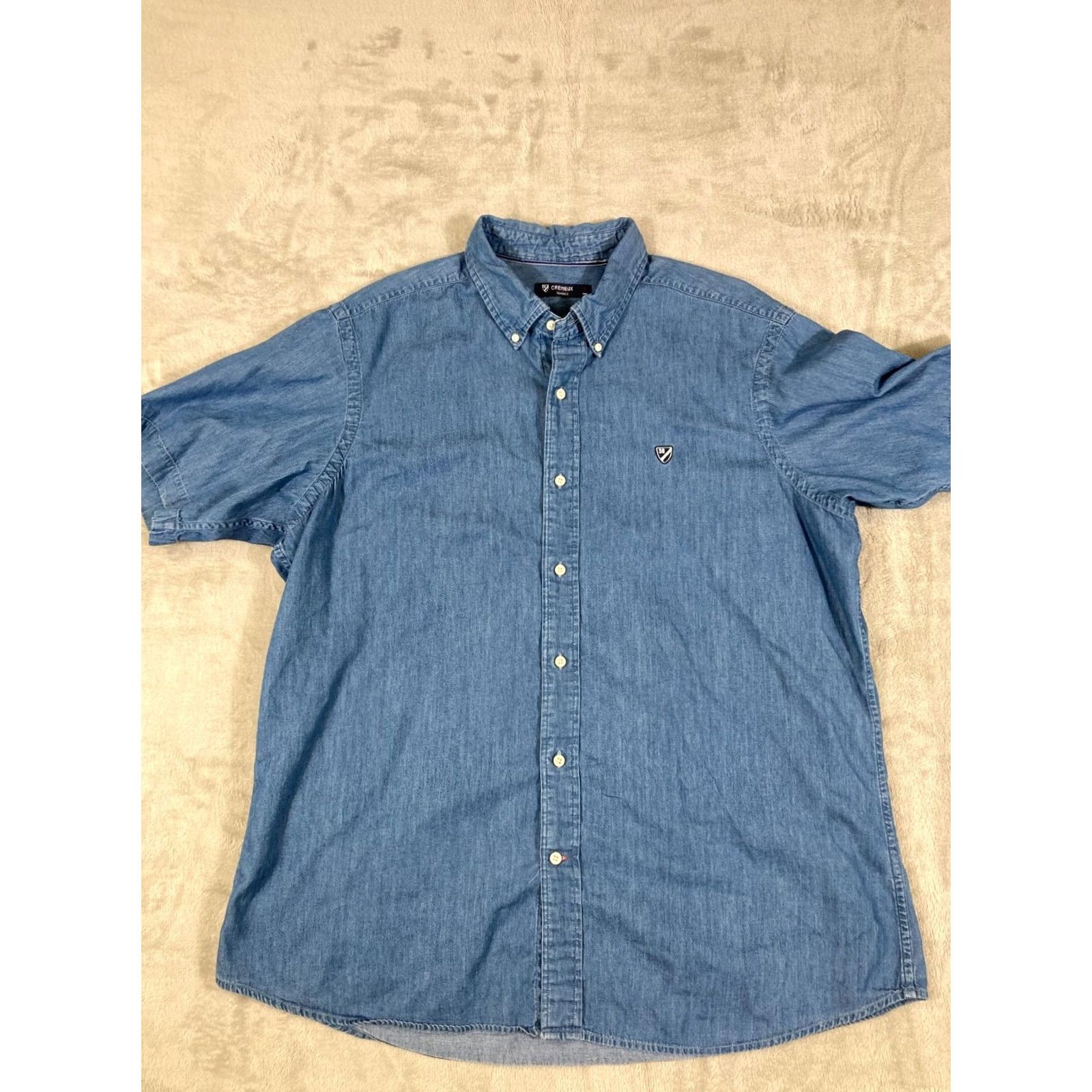 Cremieux Cremieux Classics Denim Button Down Shirt Mens XL Blue Cotton Short Sleeve Western Leveraging Button-Up Style Size US XL / EU 56 / 4 - 3 Thumbnail