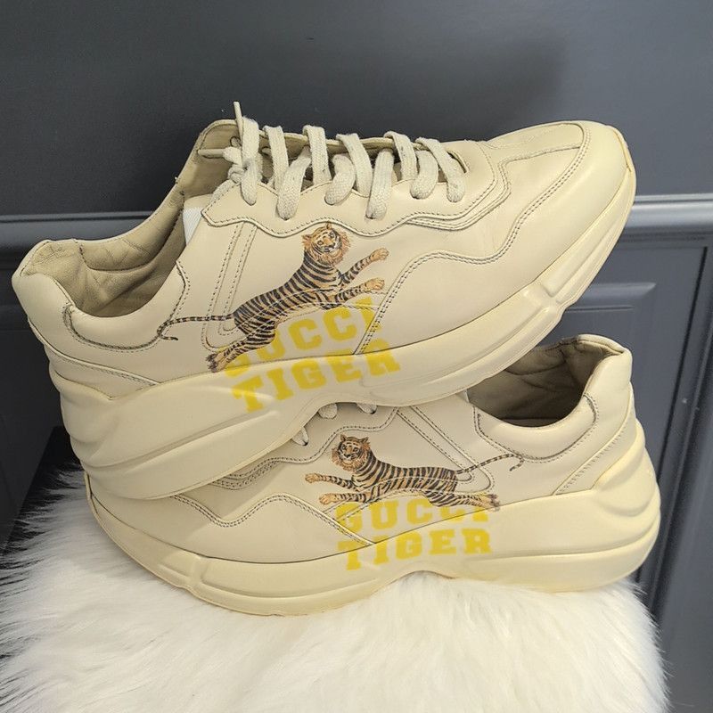 Gucci Gucci Rhyton Leather Sneakers with Tiger Design - Size US 9.5 / EU 42-43 - 6 Thumbnail