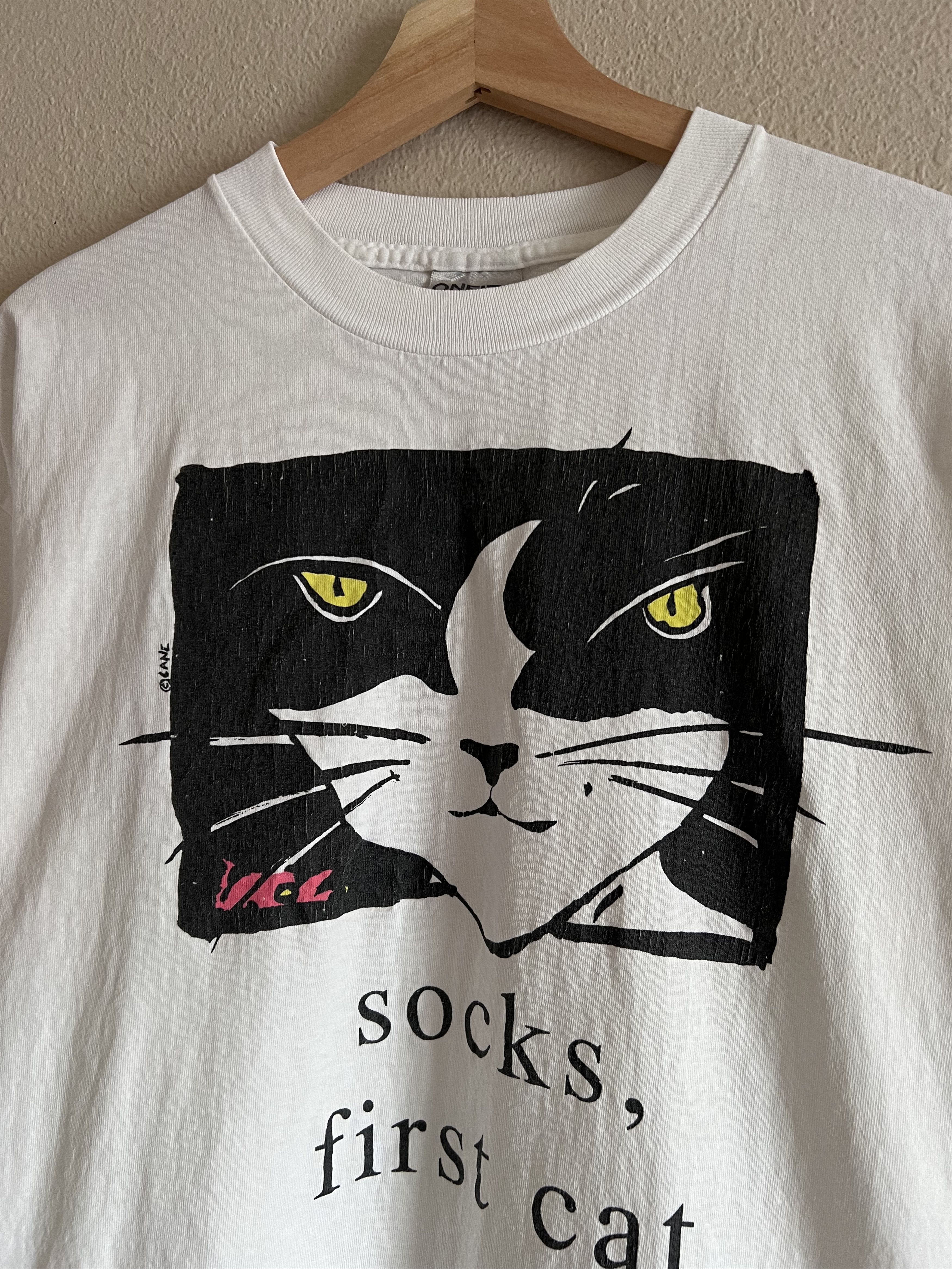 Vintage Vintage 90s Bill Clinton Socks First Cat Tee in White Size US XL / EU 56 / 4 - 2 Thumbnail