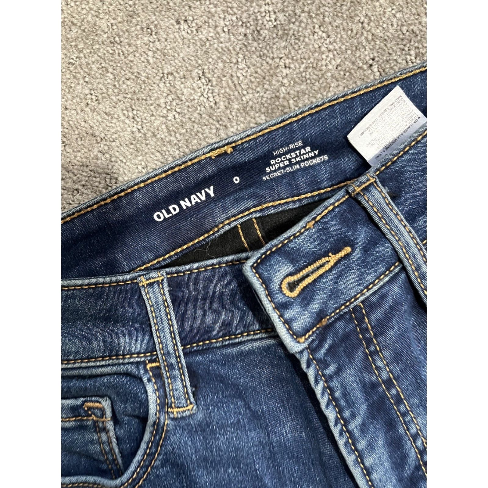 Old Navy Old Navy Womens Rockstar Super Skinny Jeans Womens Size 0 Regular Solid Raw Hem Blue Slim Denim Jeans Womens Mens Girls Size 25" / US 0 / IT 36 - 5 Thumbnail