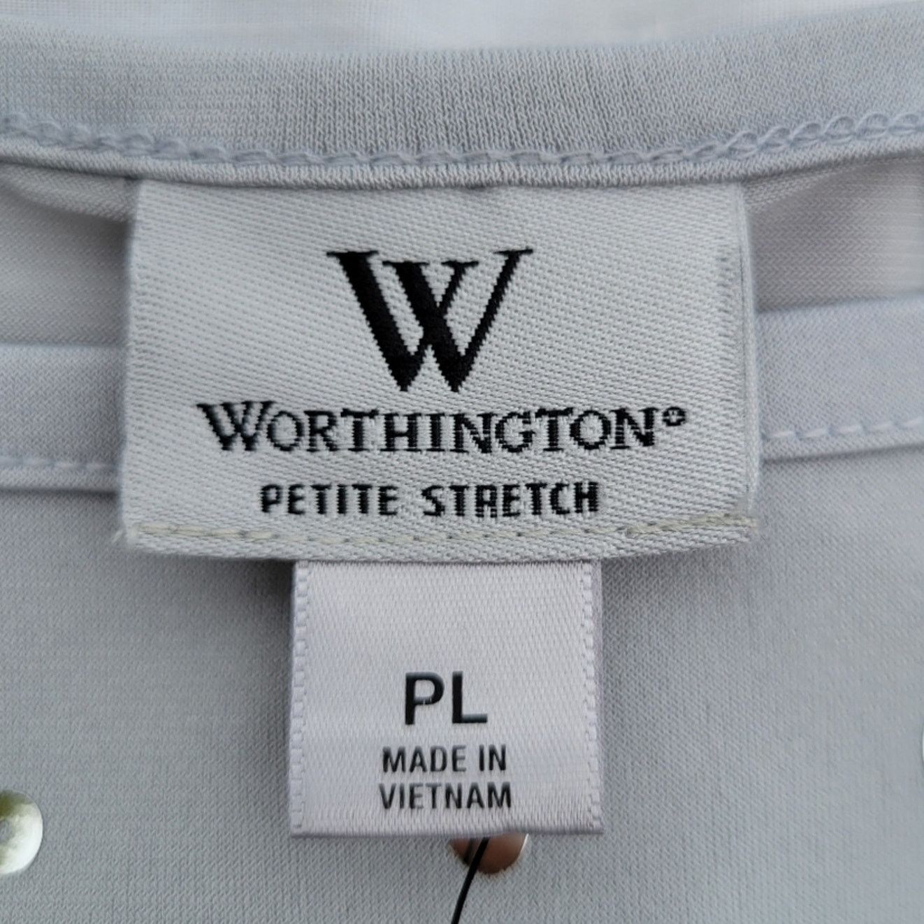 Worthington New Worthington Womens LP Silver Stretch Short Sleeve Top Size L / US 10 / IT 46 - 3 Thumbnail