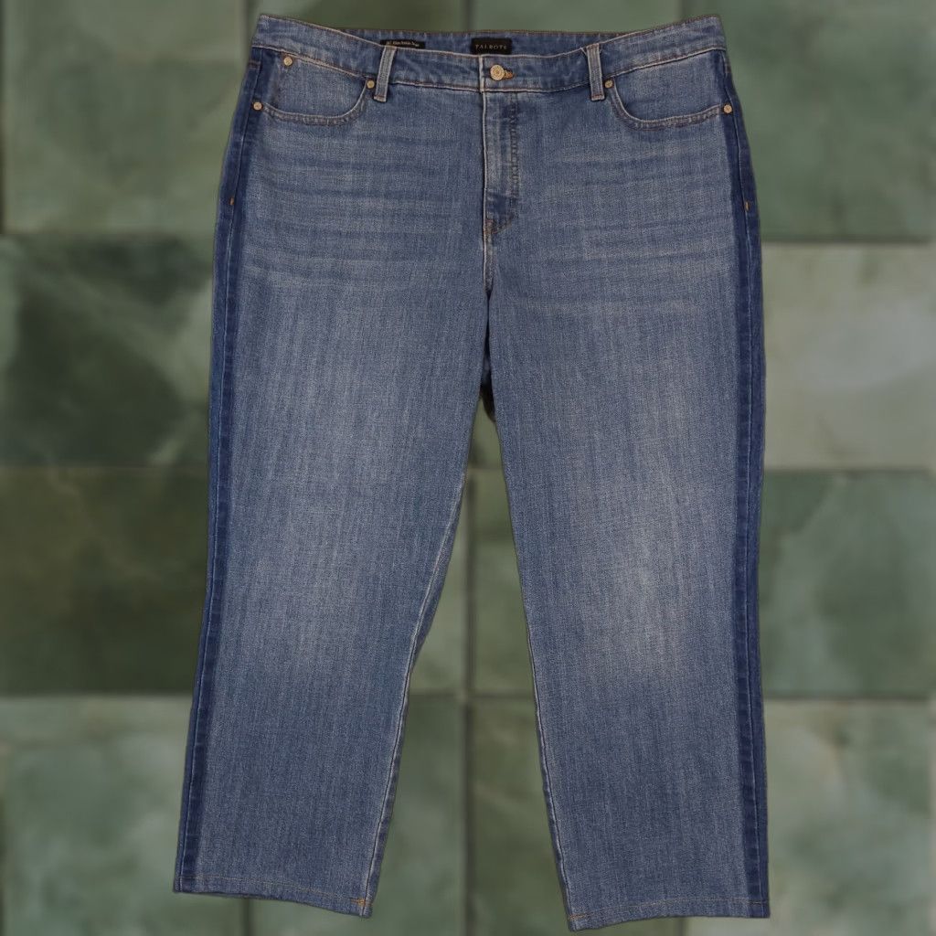 Talbots Talbots Jeans Womens 18 Plus Blue Slim Ankle Stretch Side Striped Hemmed Size 40" / US 18 - 1 Thumbnail