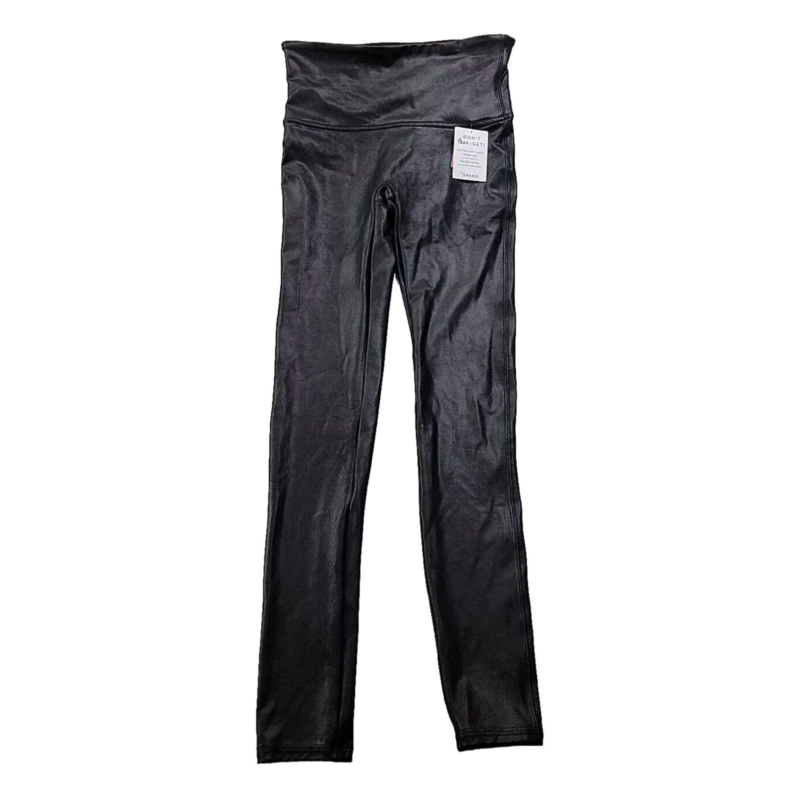 image of New Spanx Women's M Black Faux Leather Leggings Tummy Control Slimming Msrp $98 in White (Size 32)