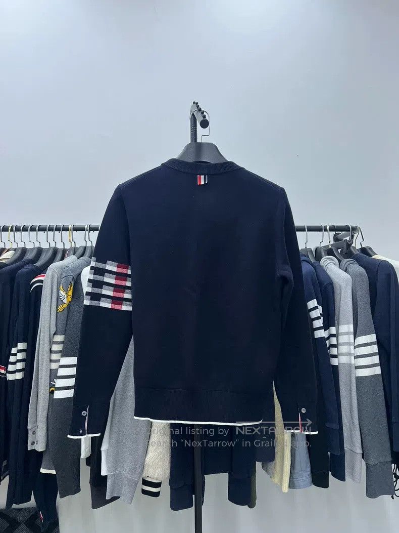 Thom Browne Thom Browne Blue-gray dog striped knitted round neck sweat Size US S / EU 44-46 / 1 - 2 Thumbnail