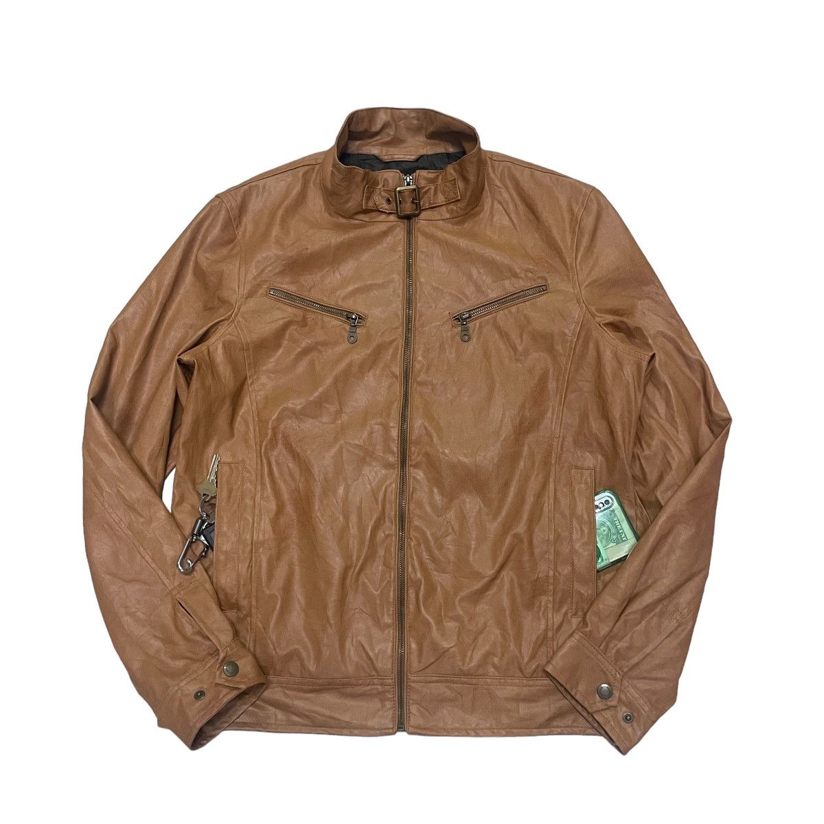 image of Avant Garde Louis Chavlon Multipocket Leather Jacket in Brown, Men's (Size Medium)
