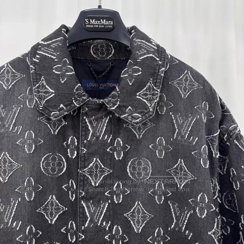 Louis Vuitton Louis Vuitton Black and grey full print denim short sleeve Size US XL / EU 56 / 4 - 3 Thumbnail