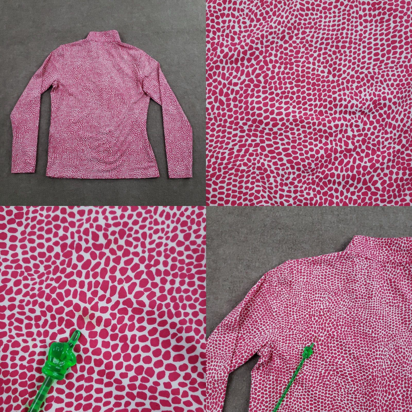 J.McLaughlin J. McLaughlin Shirt Womens Small Pink White Print 1/4 Zip Mock Neck Stretch Z Size S / US 4 / IT 40 - 8 Thumbnail