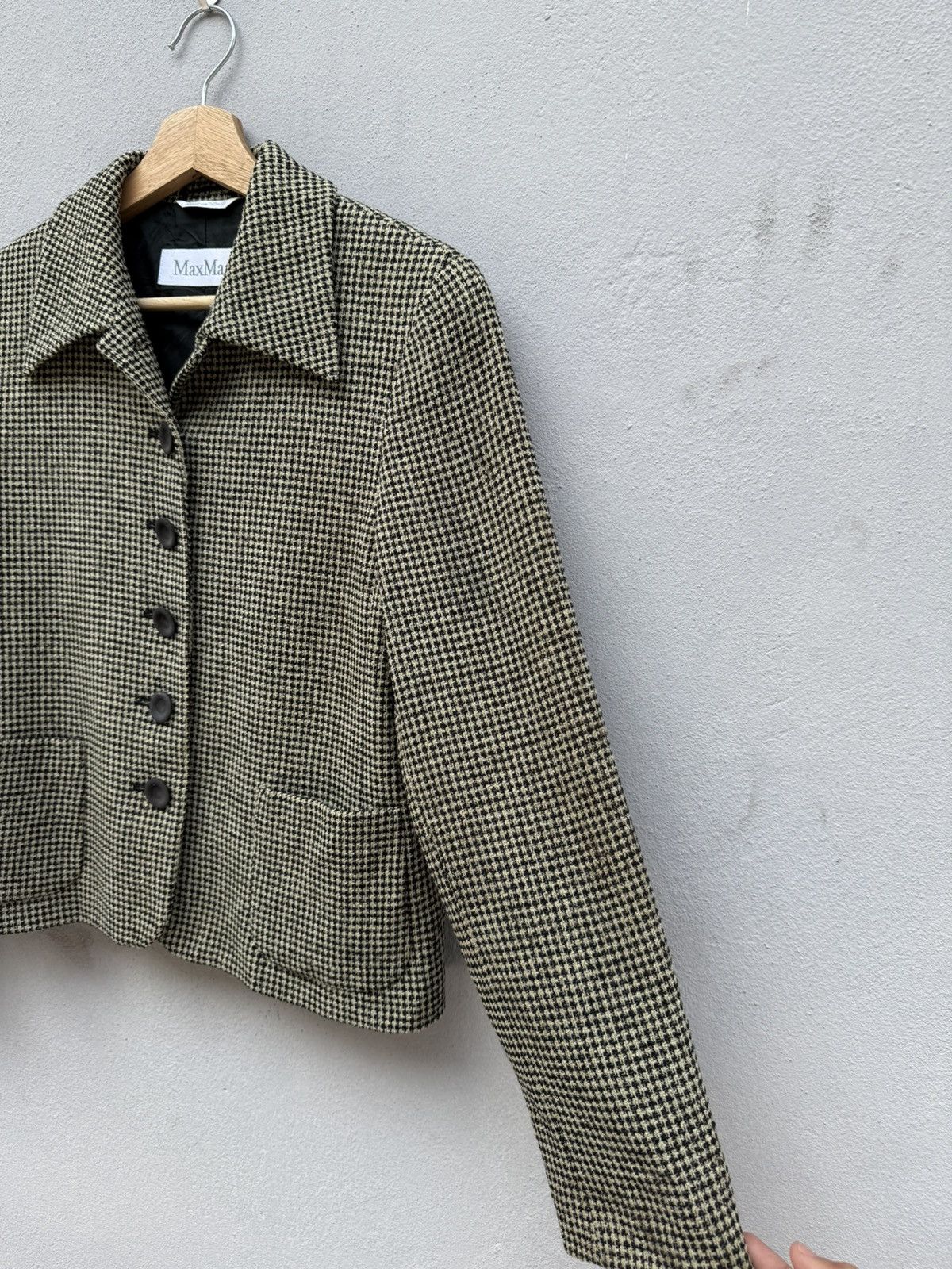 Max Mara MAX MARA Houndstooth Virgin Wool Tweed Crop Jacket Size S / US 4 / IT 40 - 7 Thumbnail