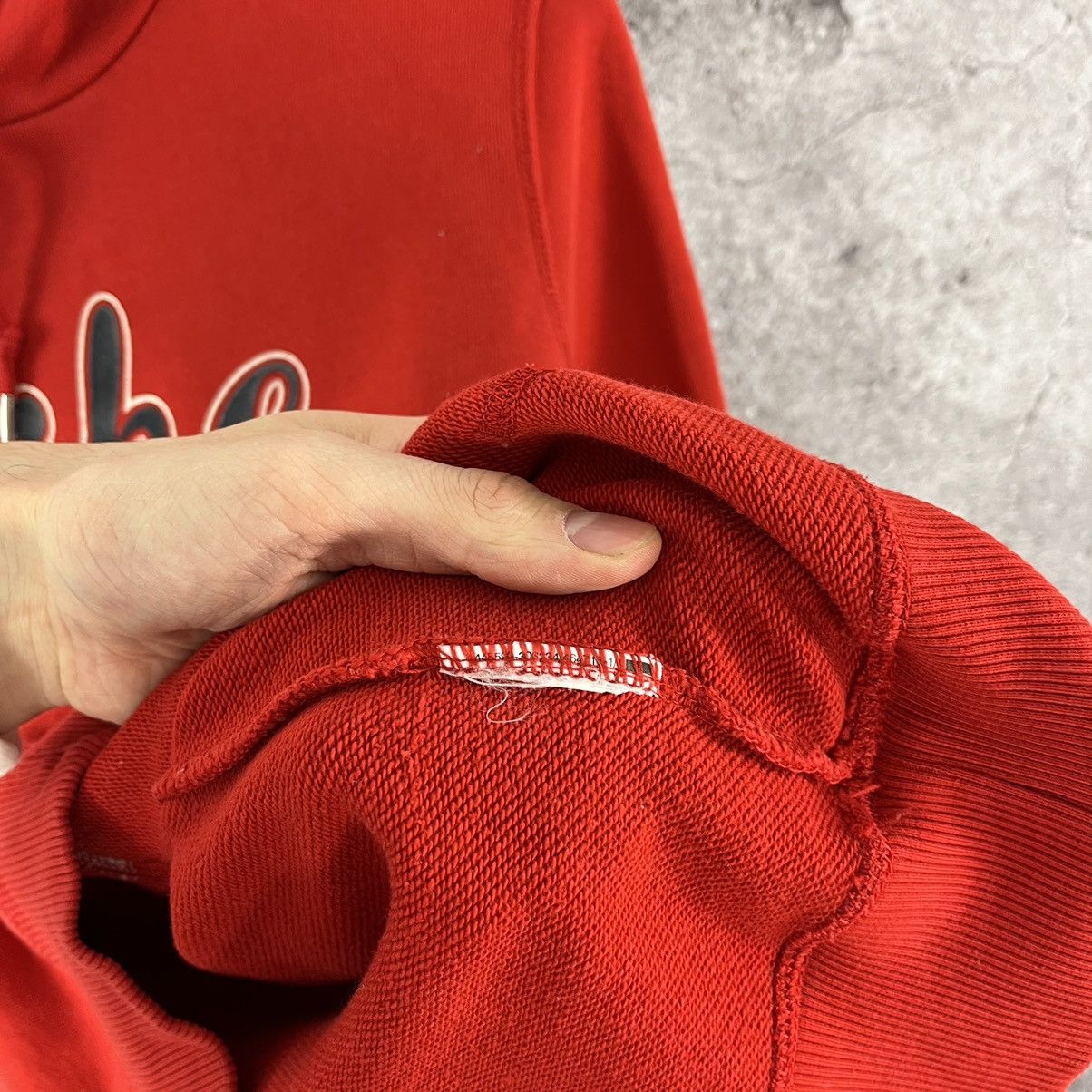Nike × Vintage Vintage 2000s Nike Hoodie Big Logo Swoosh Embroidery Red Size L / US 10 / IT 46 - 12 Thumbnail