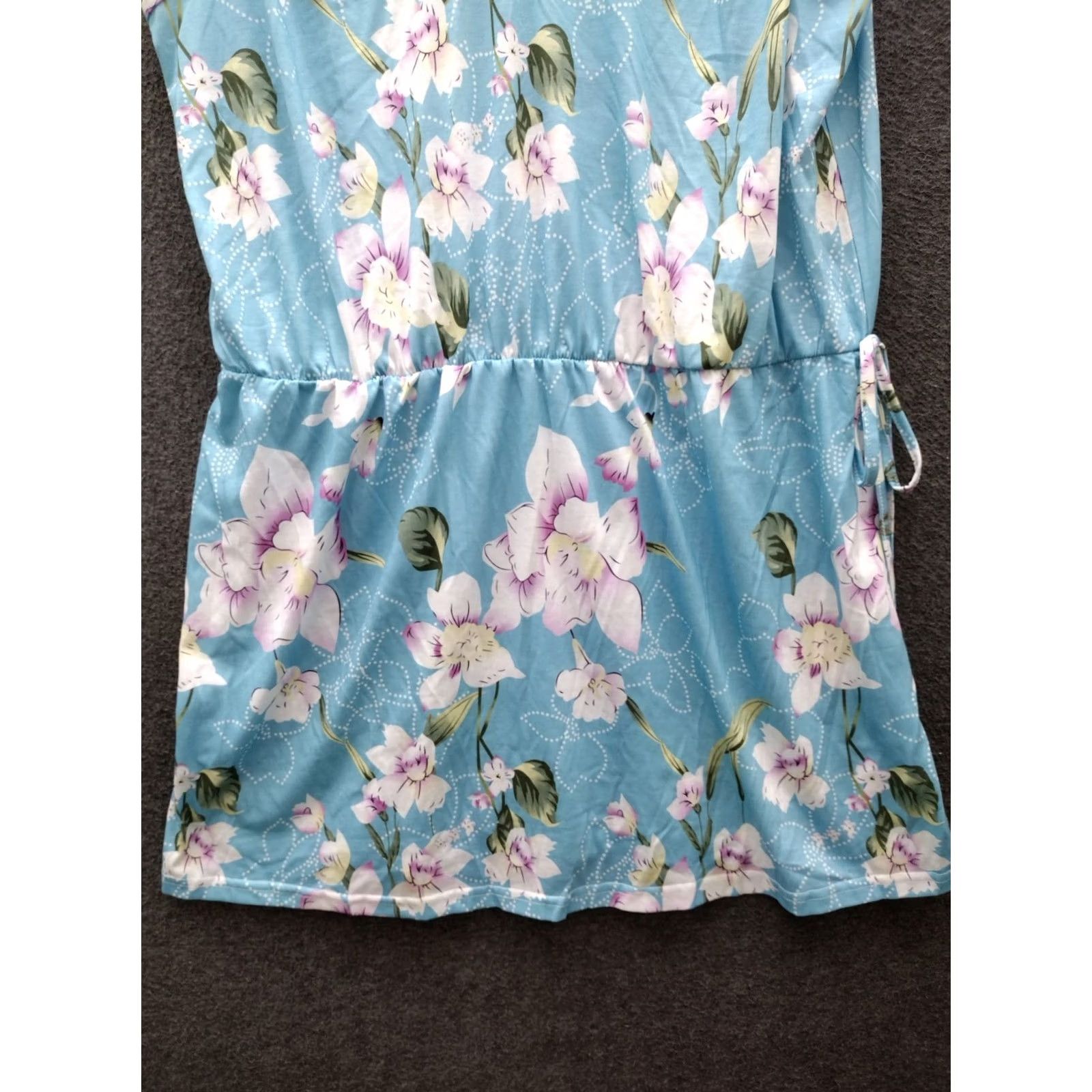 Vintage HBEYYTO Women's Flower V-neck Sleeveless Casual Short Dress 3XL Size 40" / US 18 - 5 Thumbnail
