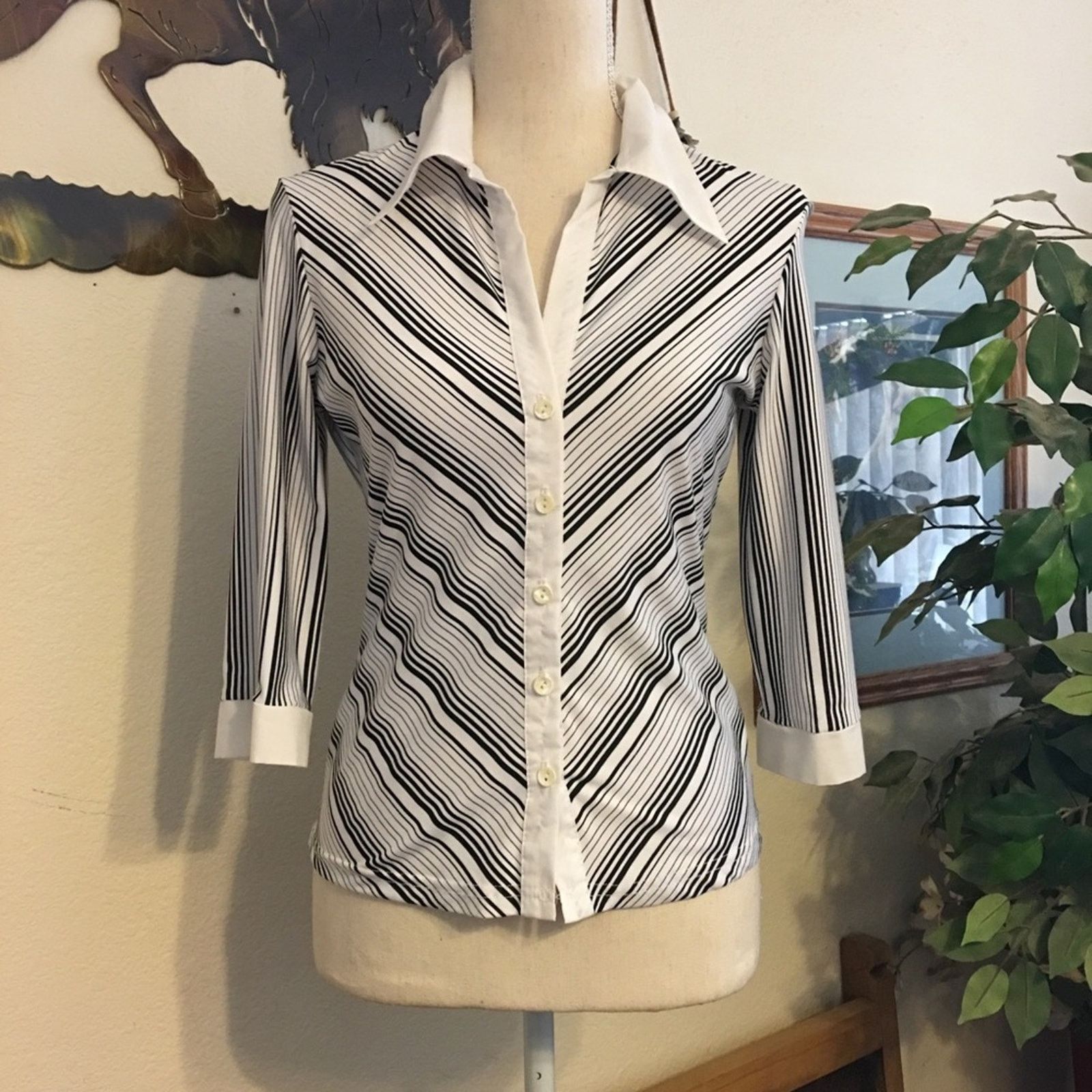 Other Anxiety black and white stripe collared shirt M Size M / US 6-8 / IT 42-44 - 1 Thumbnail