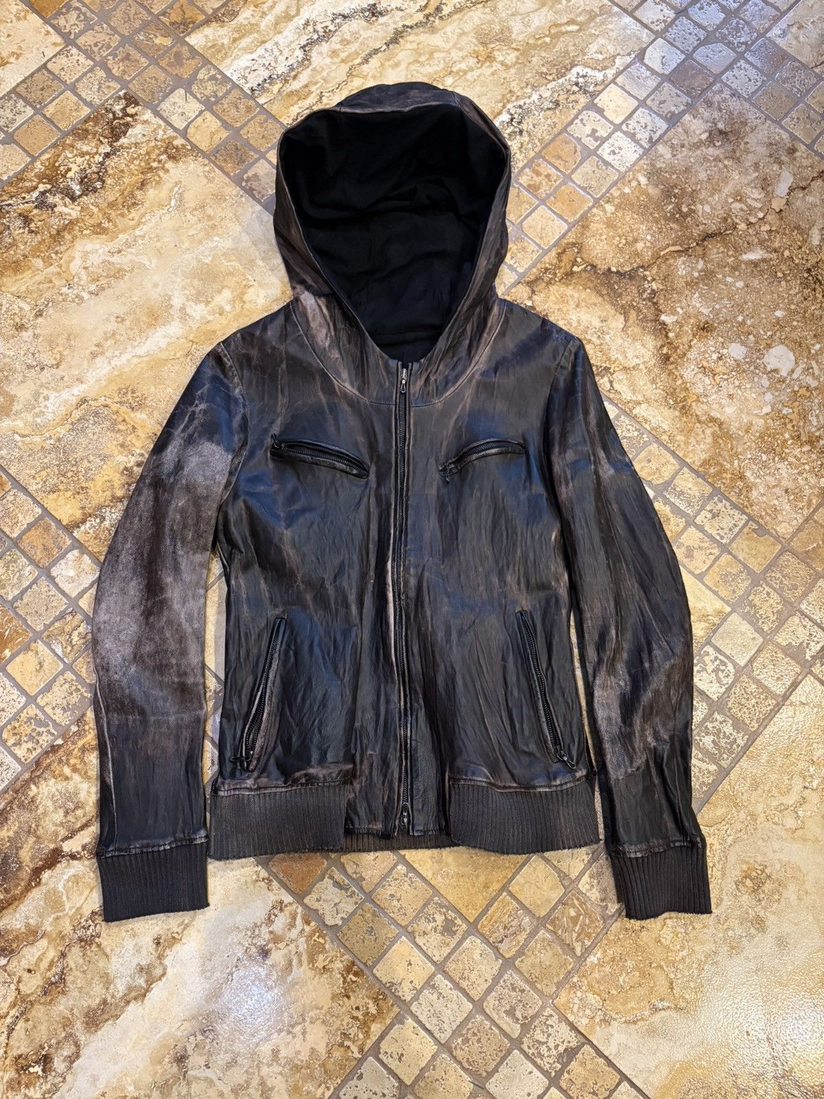 Shellac Vintage Patina Shellac Pocket Leather Hoodie Size US S / EU 44-46 / 1 - 1 Thumbnail