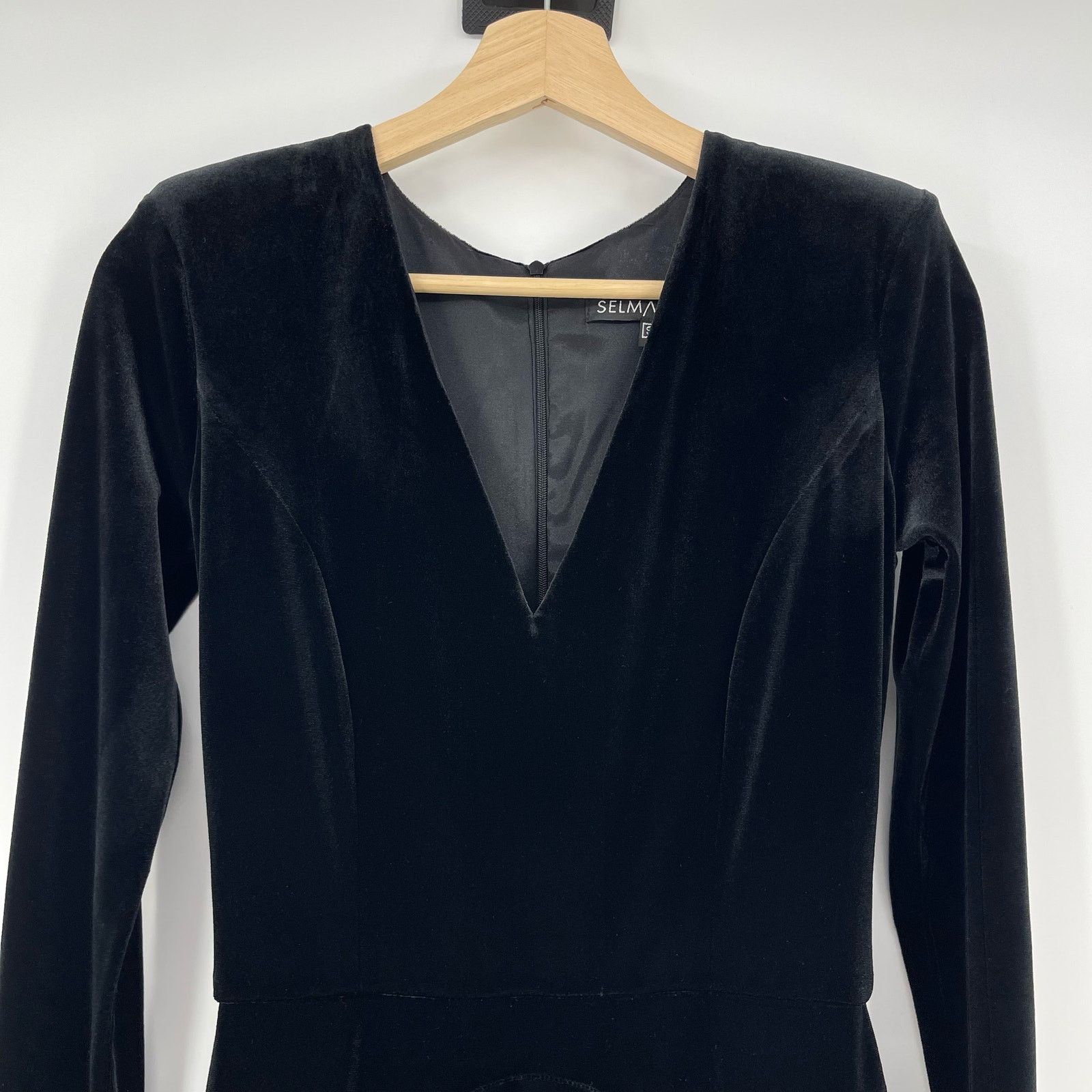 Other SELMACILEK | Black Velvet Skater Dress Long Sleeve Mini S Size S / US 4 / IT 40 - 7 Thumbnail