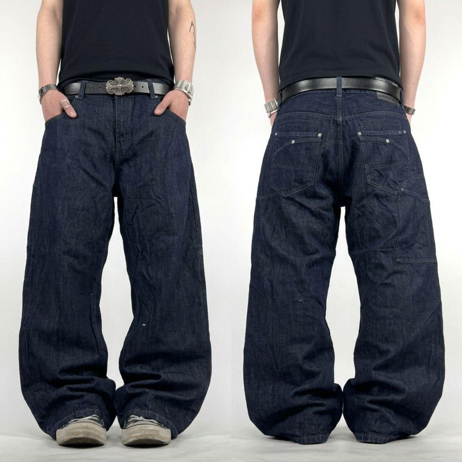 Vintage dark wash grunge y2k baggy wide leg rare skater jean