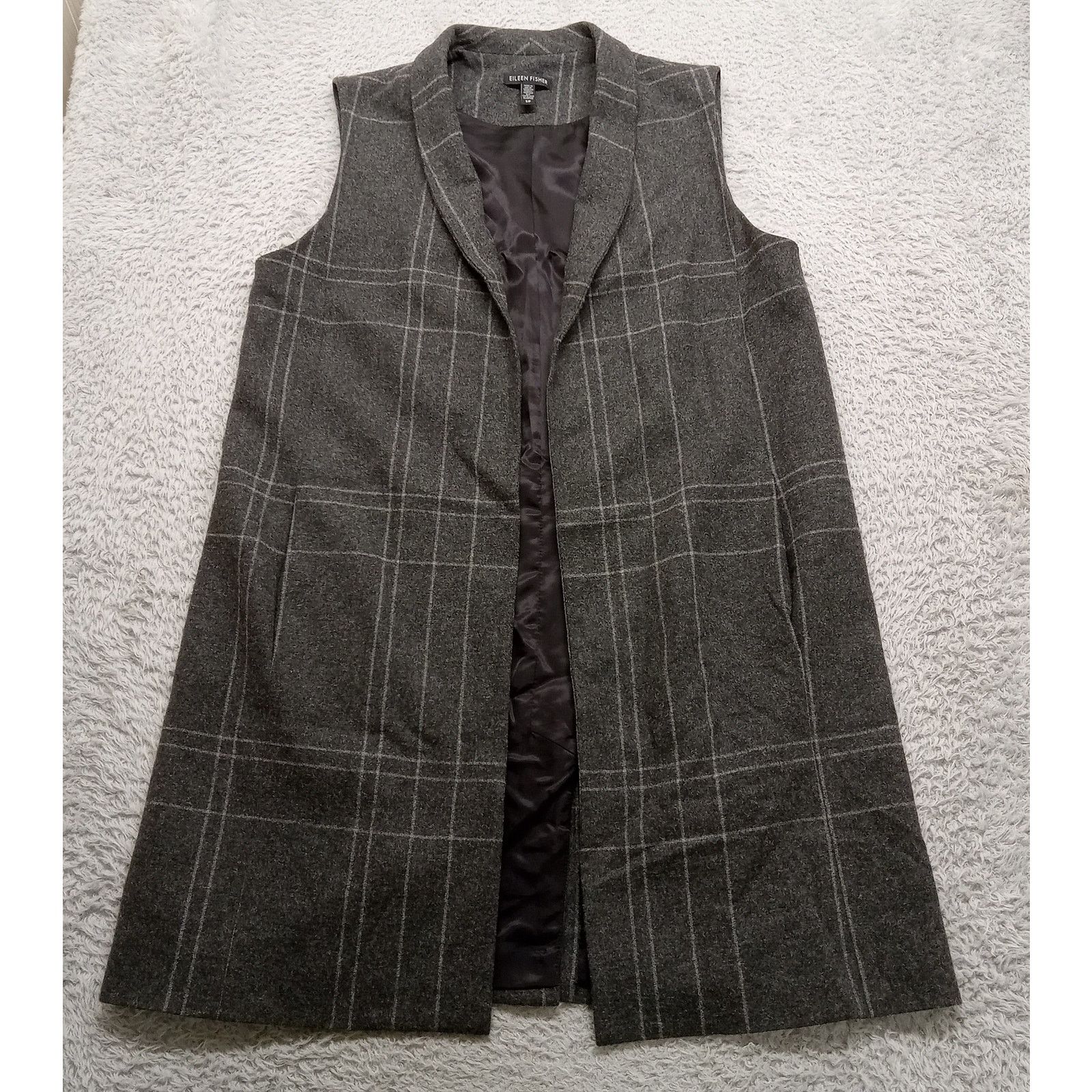 Eileen Fisher Eileen Fisher Long Vest S Women's Lined Wool Blend Pockets Size S / US 4 / IT 40 - 1 Thumbnail